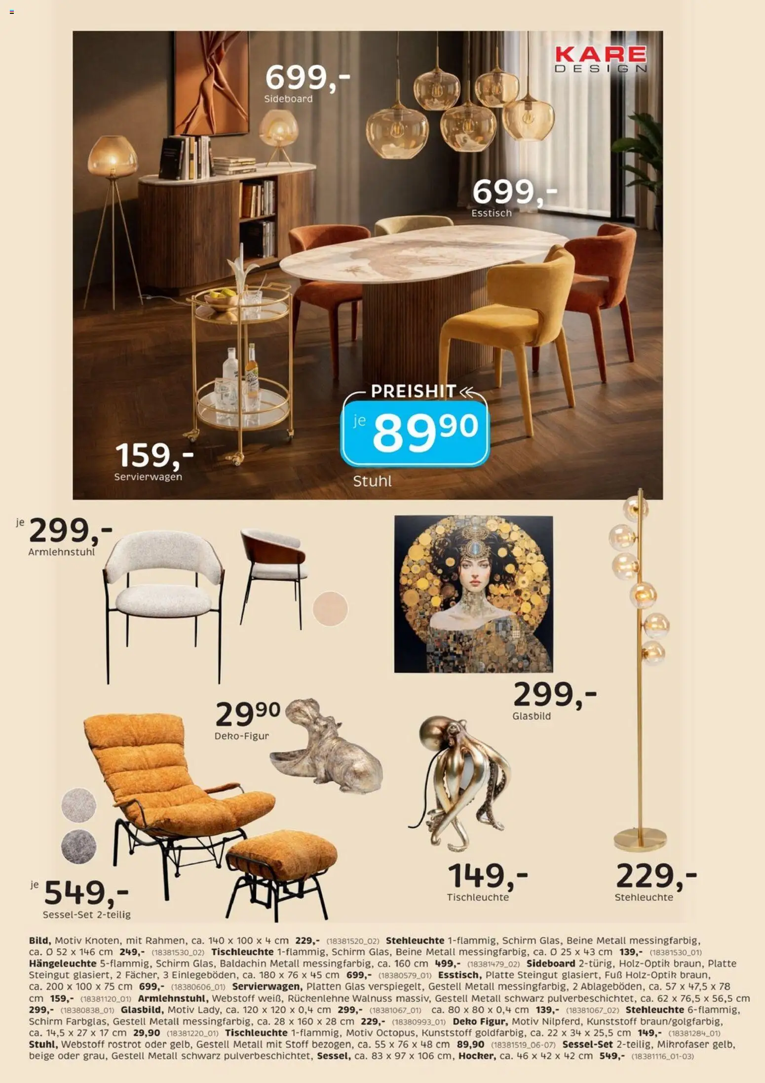 XXXLutz KARE Spezial – gültig ab 17.10.2026 | Seite: 3 | Produkte: Sideboard, Esstisch, Servierwagen, Stuhl