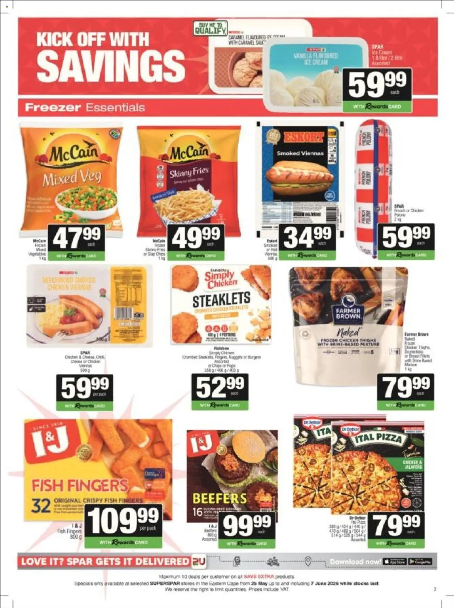 New Superspar catalogue – valid from 25.05.2026 | Page: 7 | Products: Cheese, Pizza, Burgers, Cream