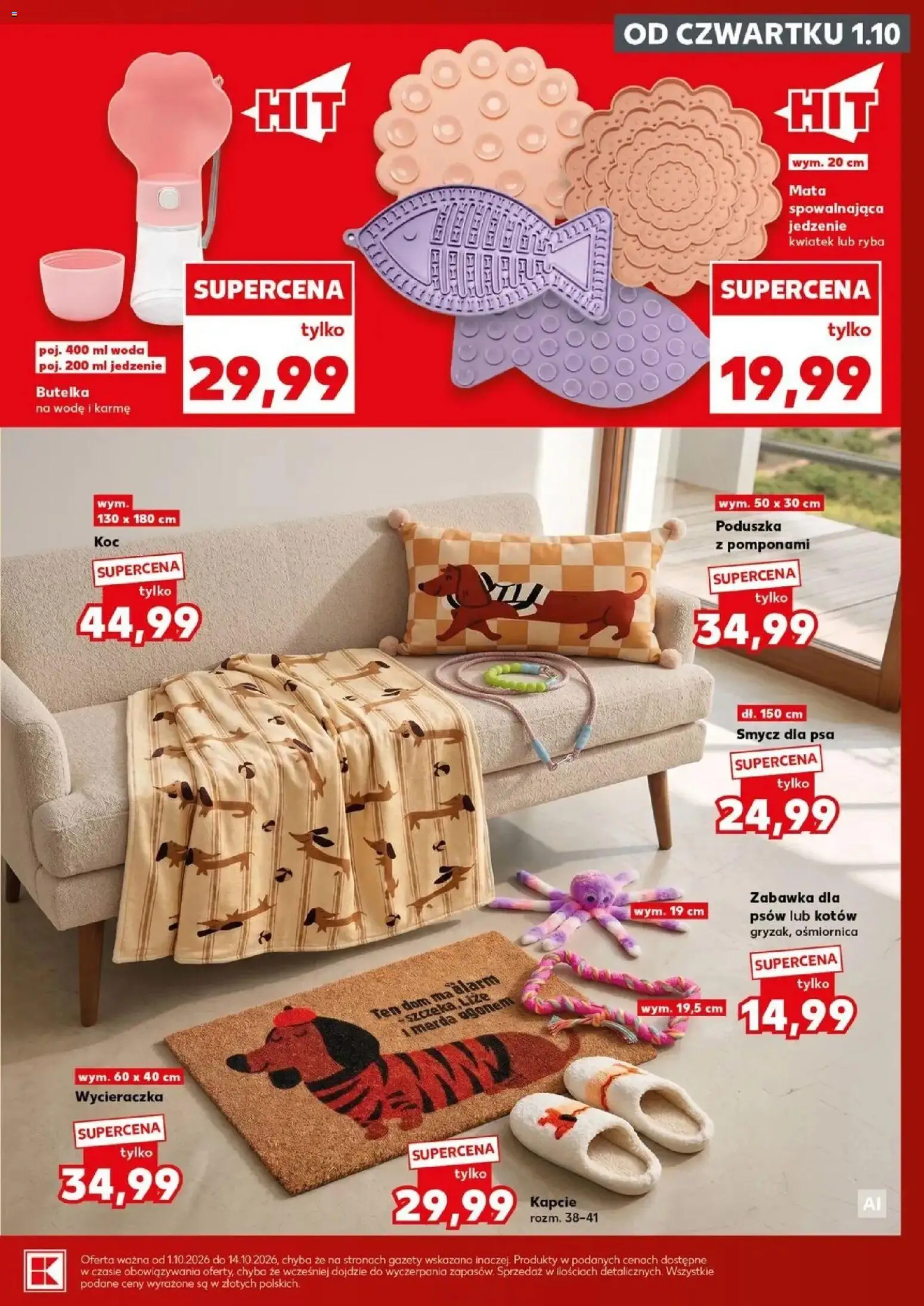 Kaufland gazetka - Zwierzaki od 01.10.2026 - od jutra PDF | Strona: 15 | Produkty: Poduszka, Wycieraczka, Ryby, Smycz dla psa