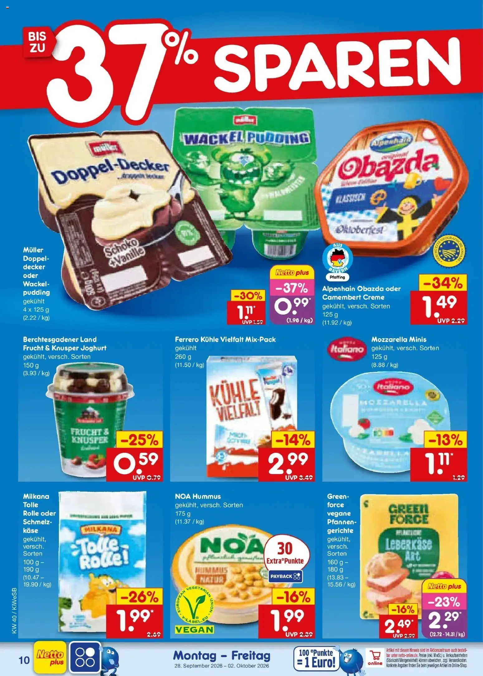 Netto Marken-Discount Prospekt Bad Friedrichshall – gültig ab 28.09.2026 | Seite: 14 | Produkte: Milkana, Creme, Gerichte, Hummus