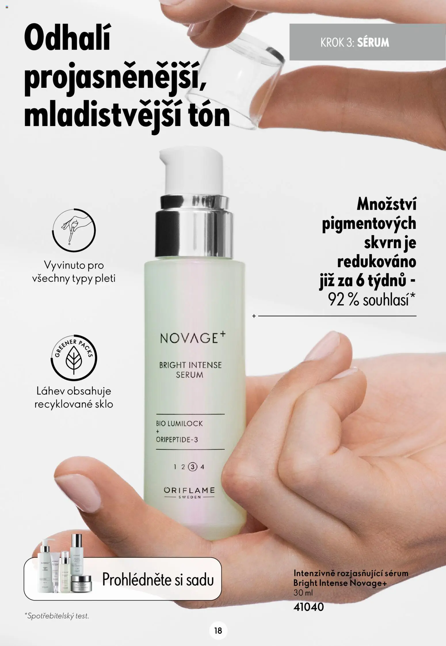 Oriflame katalog Novage+ od 21.07.2026 | Strana: 18 | Produkty: Sérum, Láhev