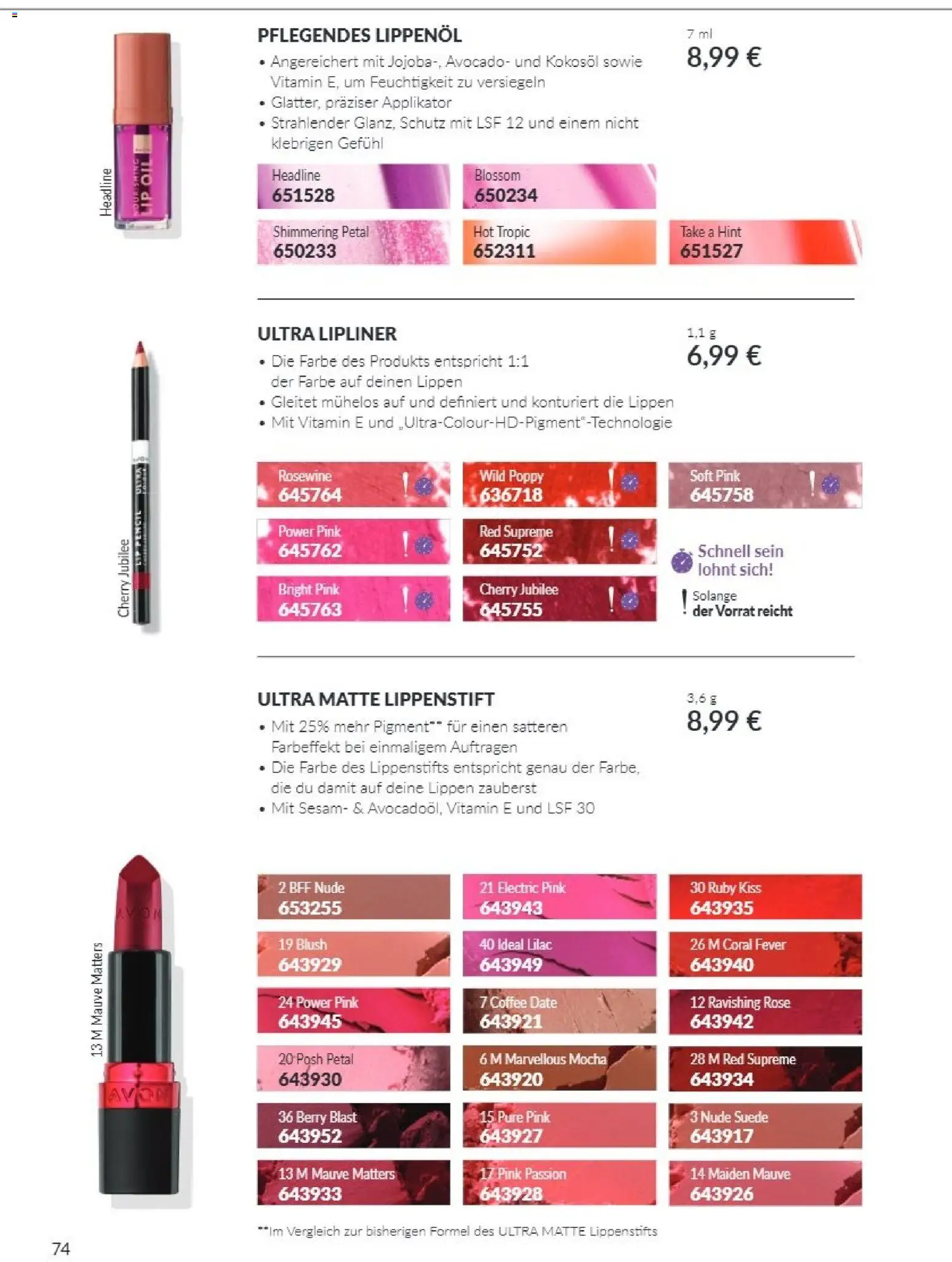 Avon Black Friday – gültig ab 01.11.2026 | Seite: 74 | Produkte: Coral, Avocado, Blush, Lipliner