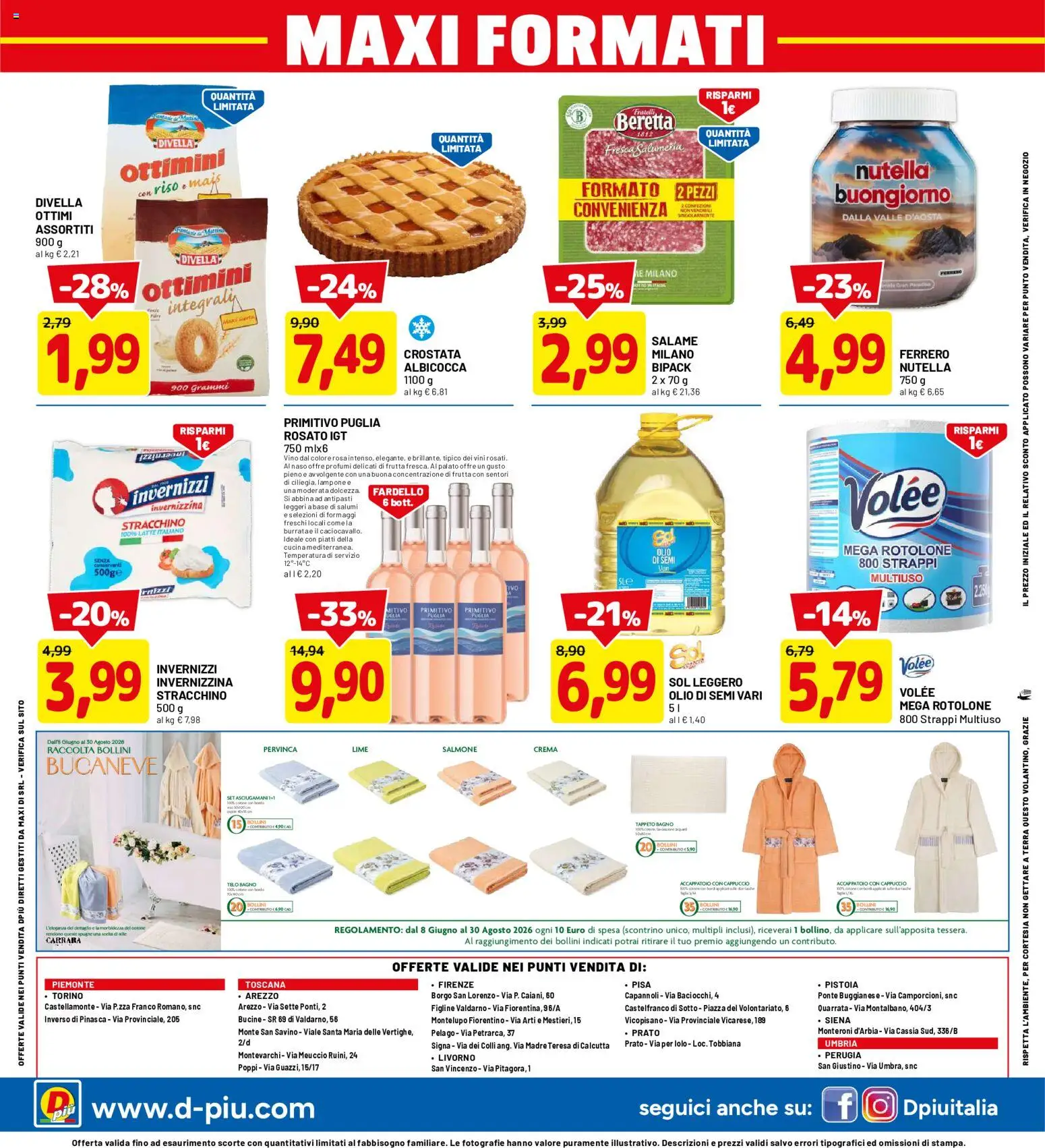 Volantino D Più del 03/08/2026 | Pagina: 16 | Prodotti: Olio di semi, Vino, Lampone, Stracchino