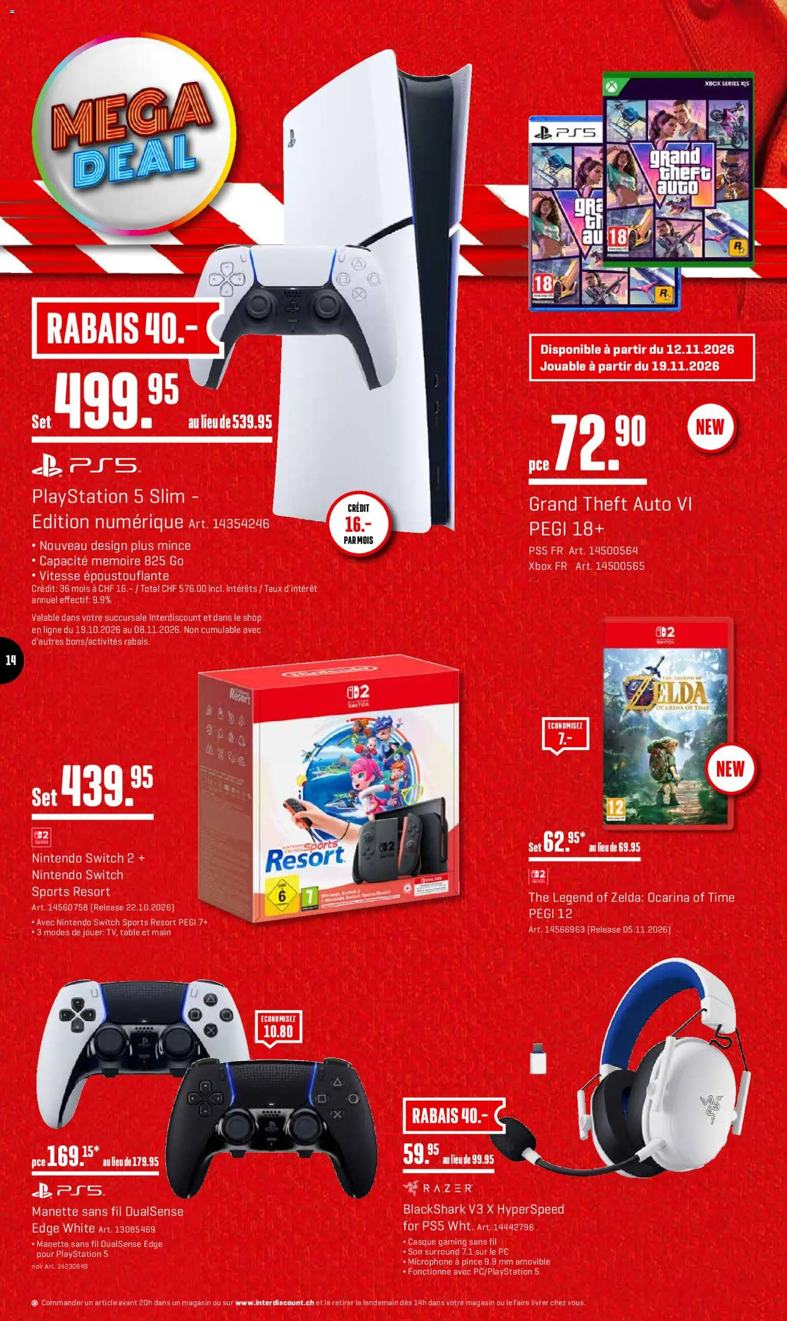 Interdiscount aktionen FR – gültig ab 19.10.2026 | Seite: 14 | Produkte: Pc, Playstation, Xbox