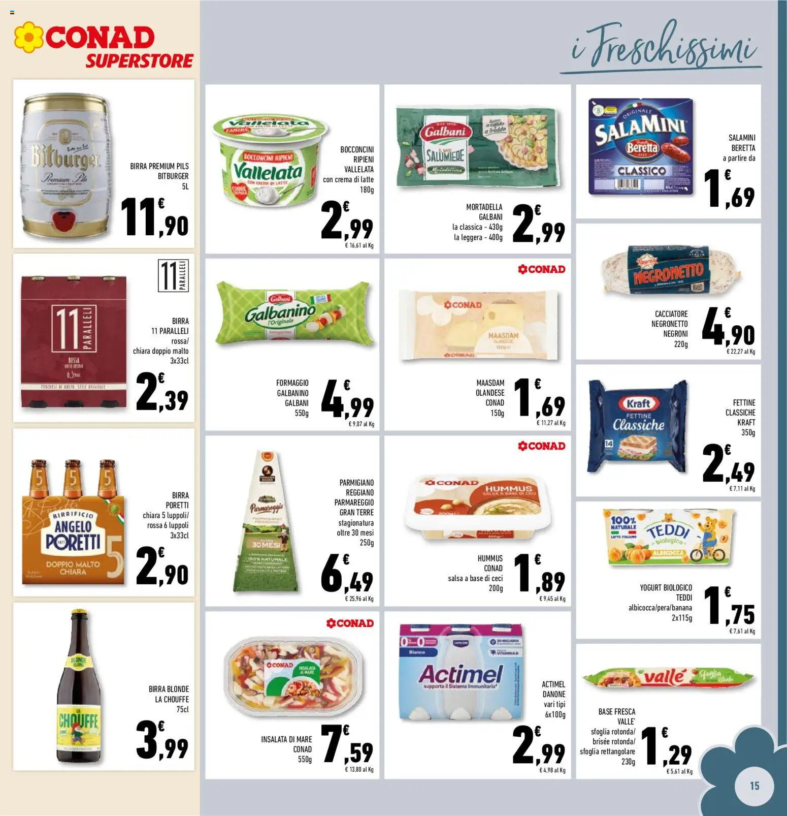 Volantino Conad del 29/07/2026 | Pagina: 15 | Prodotti: Ceci, Salsa, Latte, Formaggio
