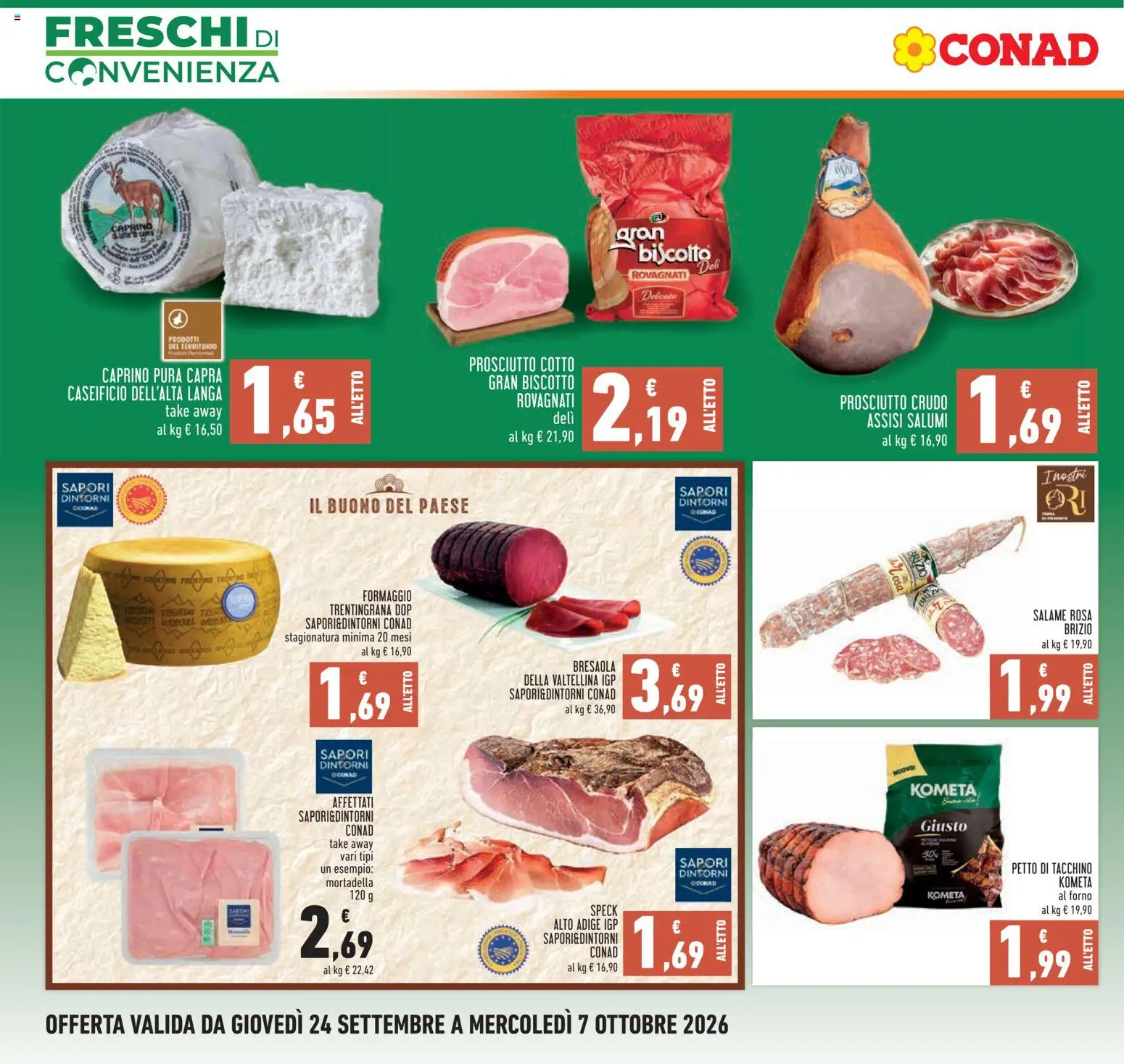 Volantino Conad del 24/09/2026 | Pagina: 4 | Prodotti: Salame, Bresaola, Formaggio, Forno