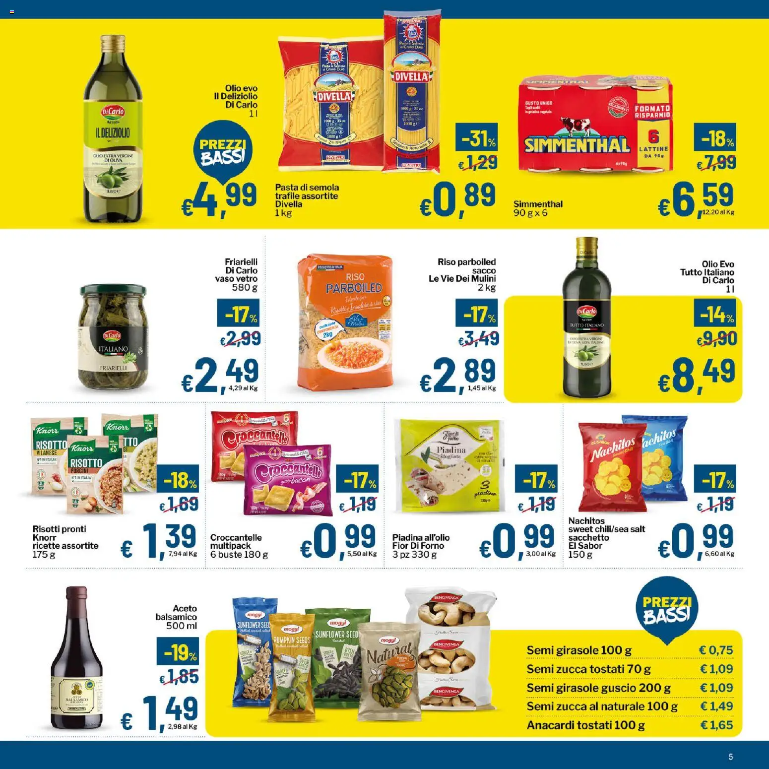 Volantino Qui Discount del 14/07/2026 | Pagina: 5 | Prodotti: Riso, Olio, Piadina, Olio extra vergine