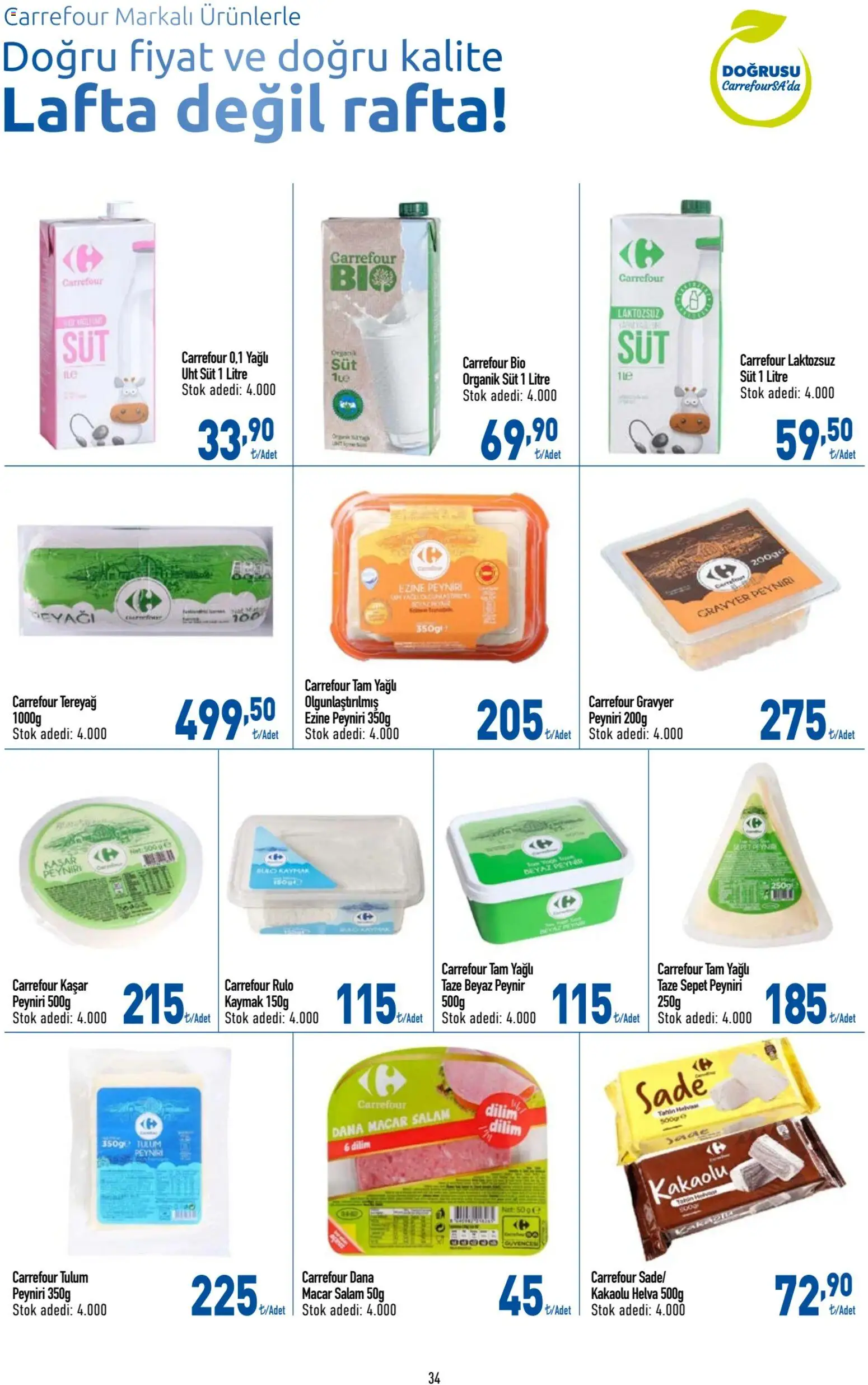 CarrefourSA Katalog - 18.05.2026 tarihinden itibaren geçerlidir | Sayfa: 34 | Ürünler: Süt, Peynir, Salam, Tulum
