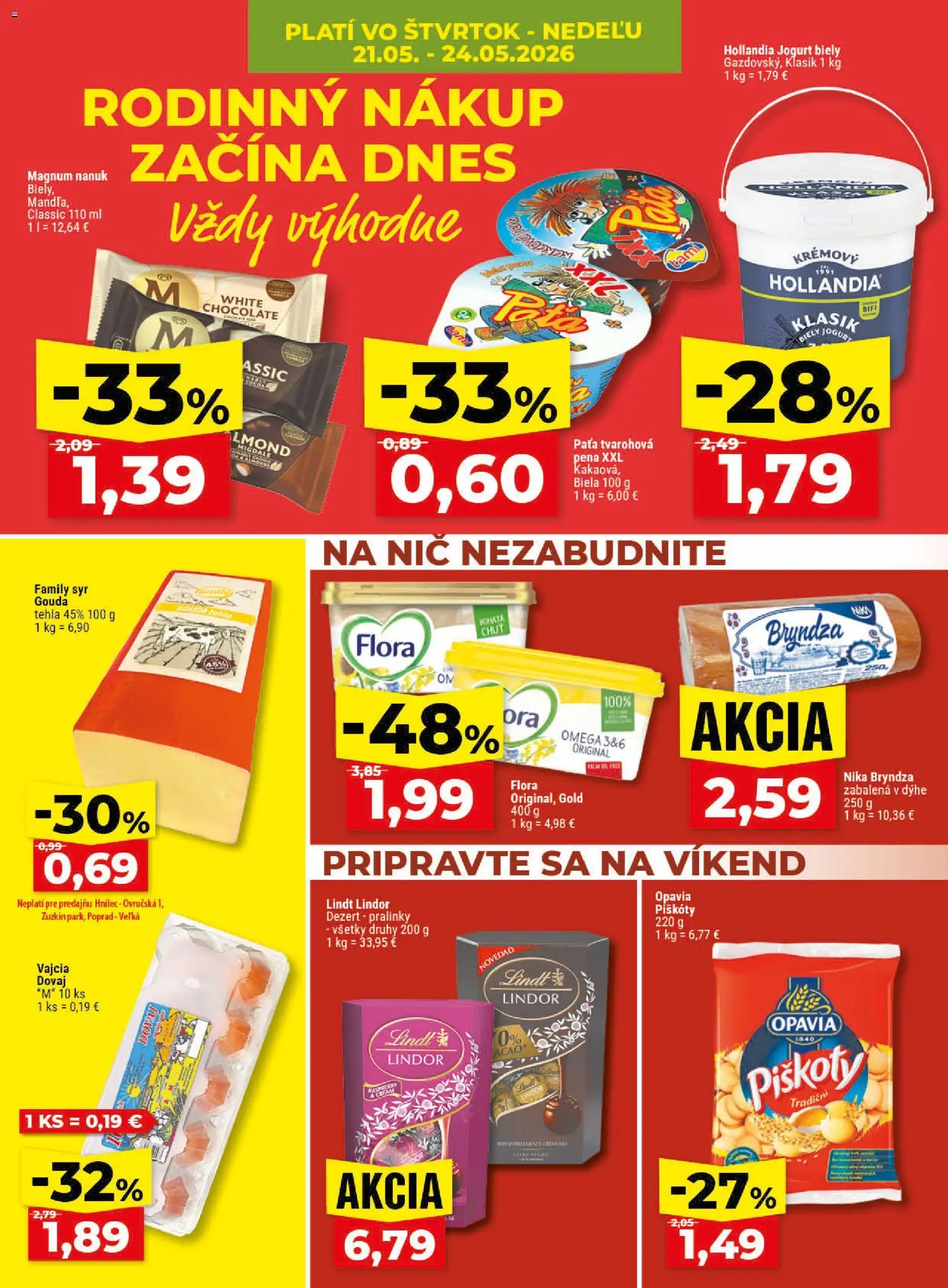 Nové Klas akcie – leták je platný od 18.05.2026 | Strana: 27 | Produkty: Syr, Gouda, Lindor, Biely jogurt