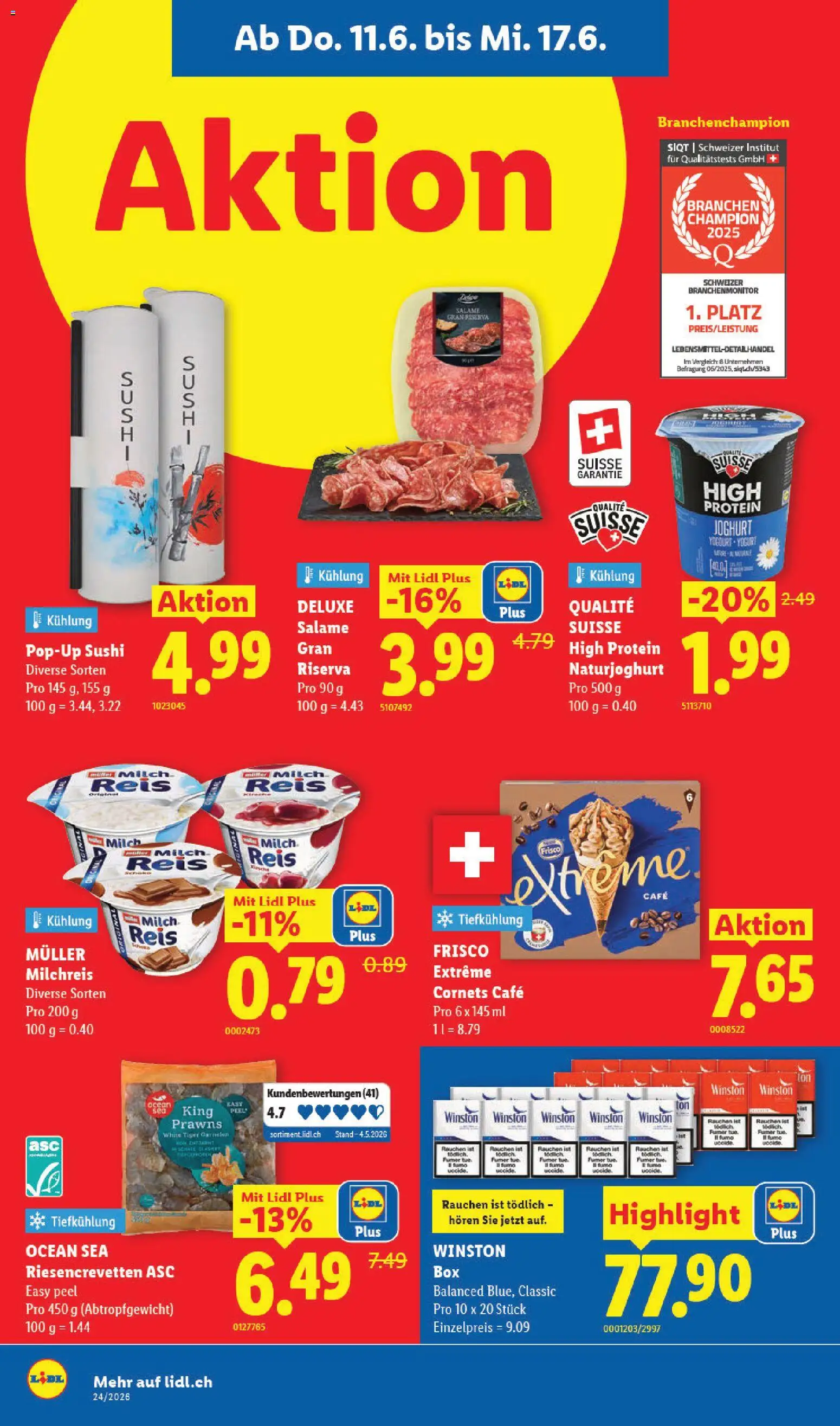 Lidl aktionen – gültig ab 11.06.2026 | Seite: 12 | Produkte: Garnelen, Milch, Joghurt, Reis