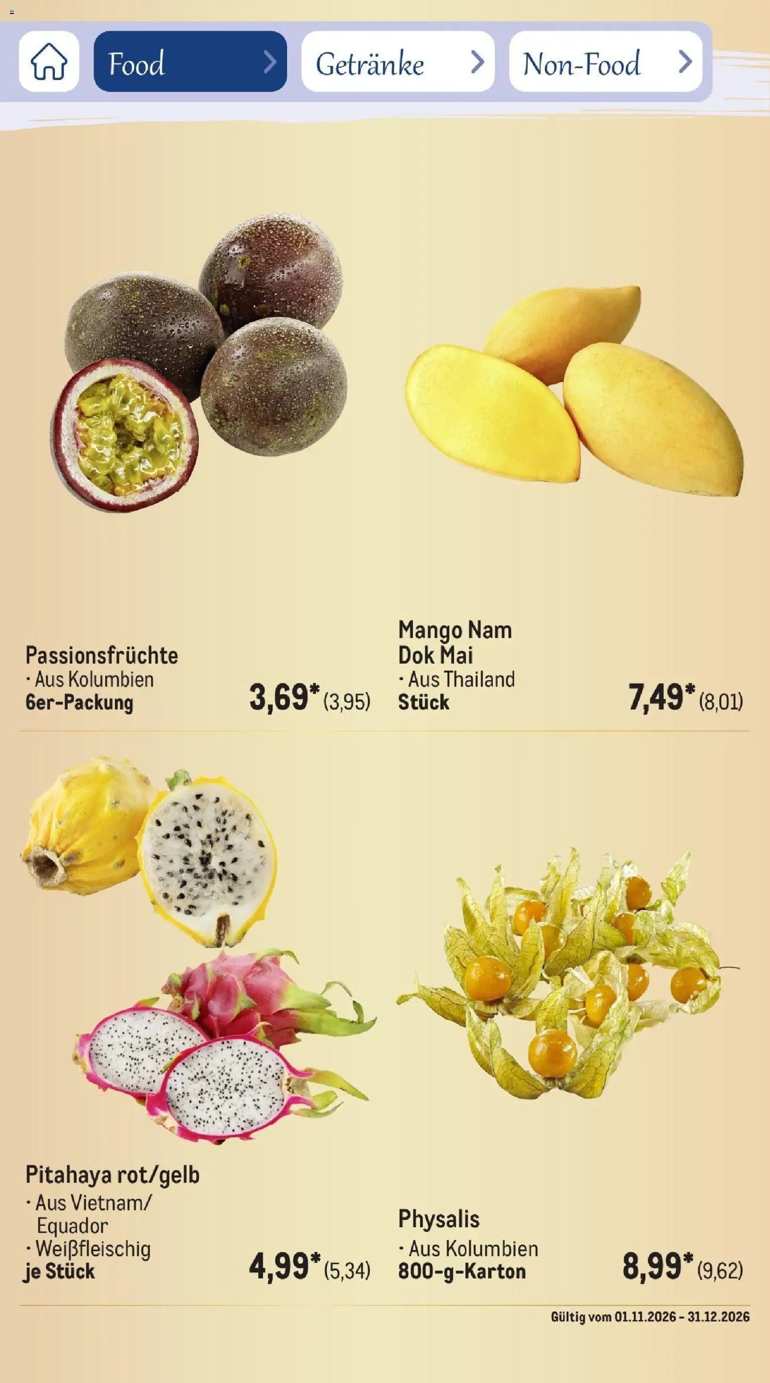 Metro Saisonkatalog Festtage voller Genuss – gültig ab 01.11.2026 | Seite: 28 | Produkte: Mango