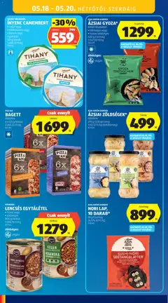 BAGETT, többféle, 6 x 125 g/doboz - amely érvényes a következő dátumtól: 14.05.2026 | Oldal: 34 | Termékek: Bagett, Tihany, Vegán, Camembert