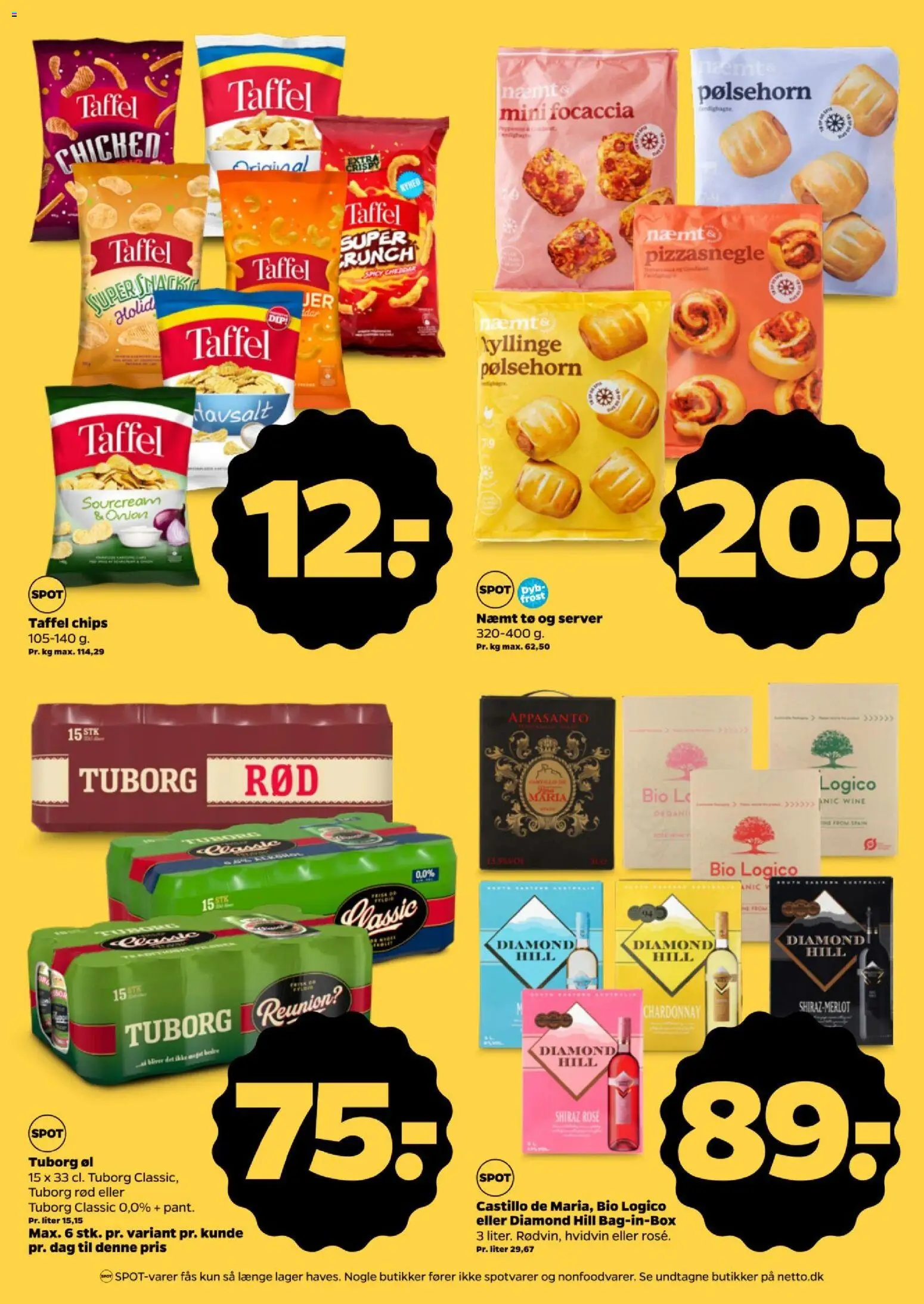 Netto tilbudsavis – gyldig fra 17/10/2026 | Side: 4 | Produkter: Cheddar, Pølsehorn, Chips, Focaccia