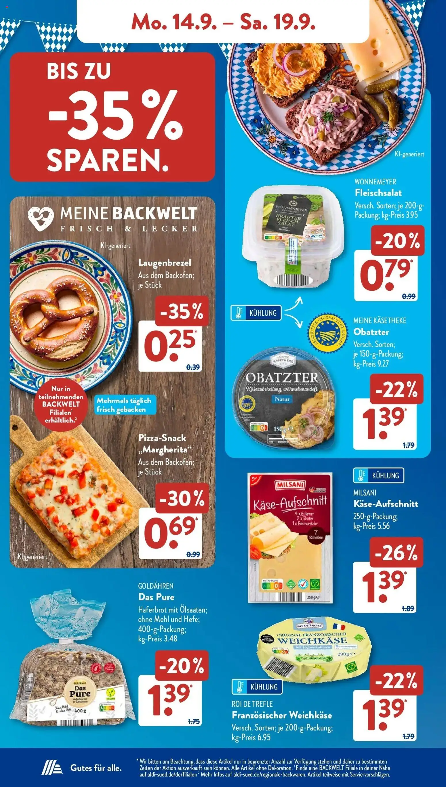 Aldi Süd Aktueller Prospekt (ab 14.09.2026) zum Blättern | Seite: 7 | Produkte: Mehl, Edamer, Fleisch, Salat