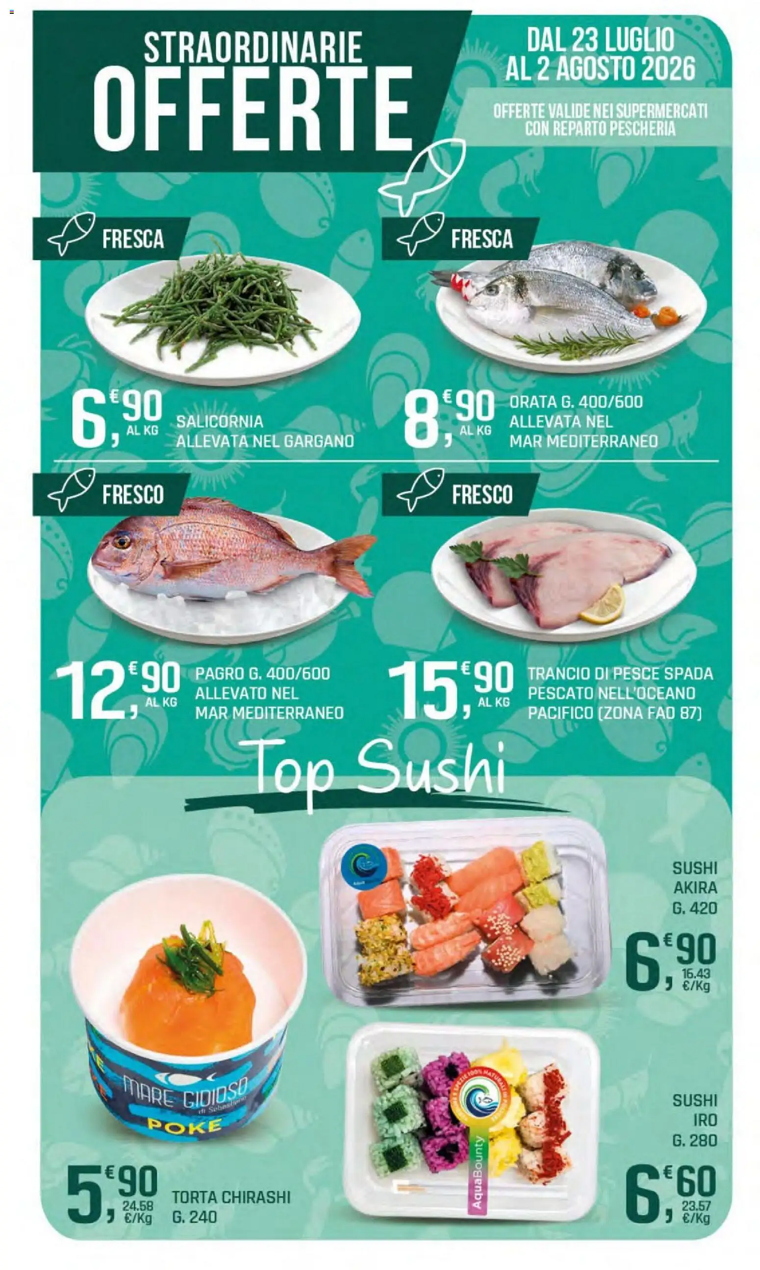 Volantino DOK del 23/07/2026 | Pagina: 25 | Prodotti: Pesce, Orata, Top, Pesce spada