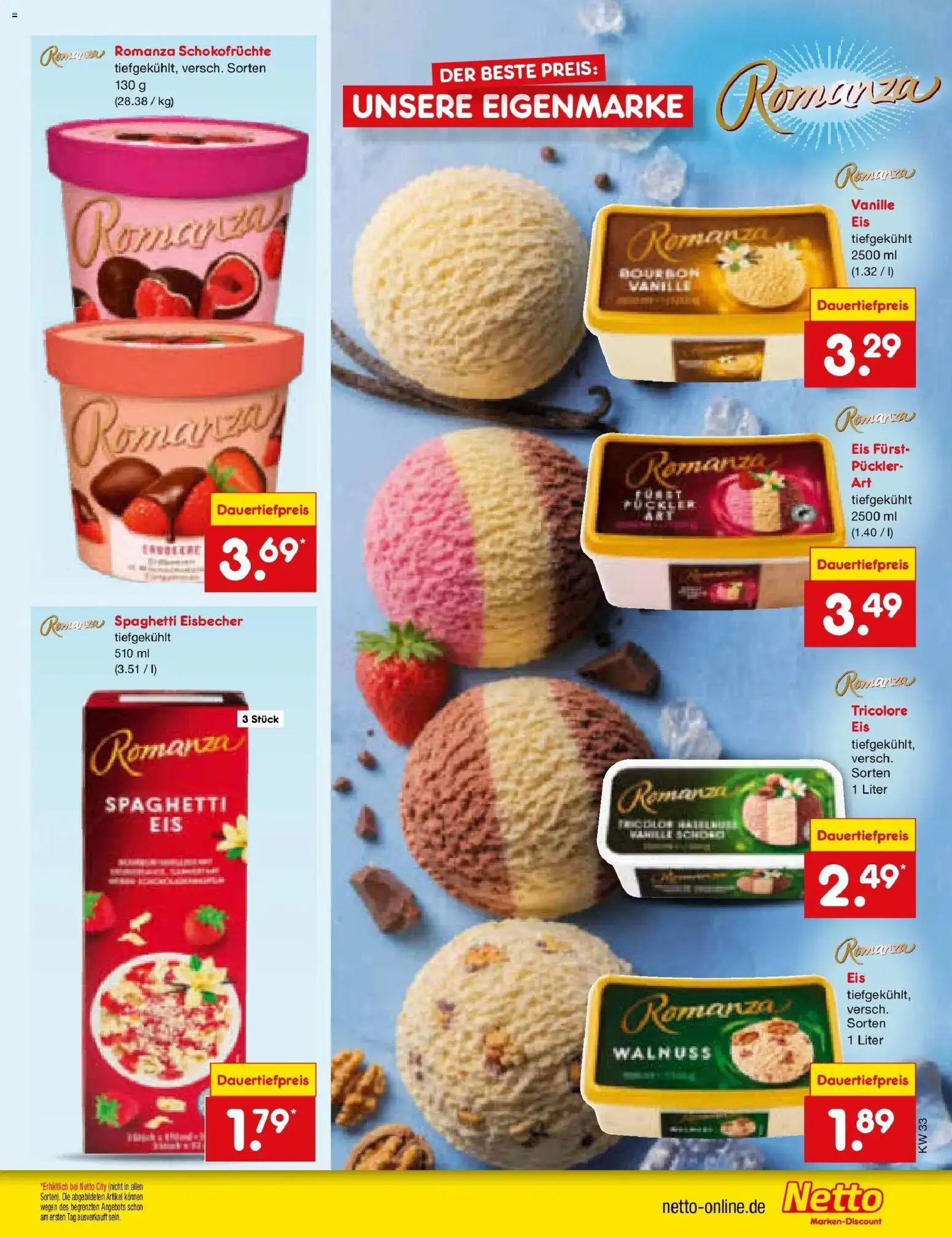 Netto Marken-Discount Prospekt Mistelbach (ab 10.08.2026) » Angebote | Seite: 13 | Produkte: Spaghetti, Vanille, Bourbon, Eis