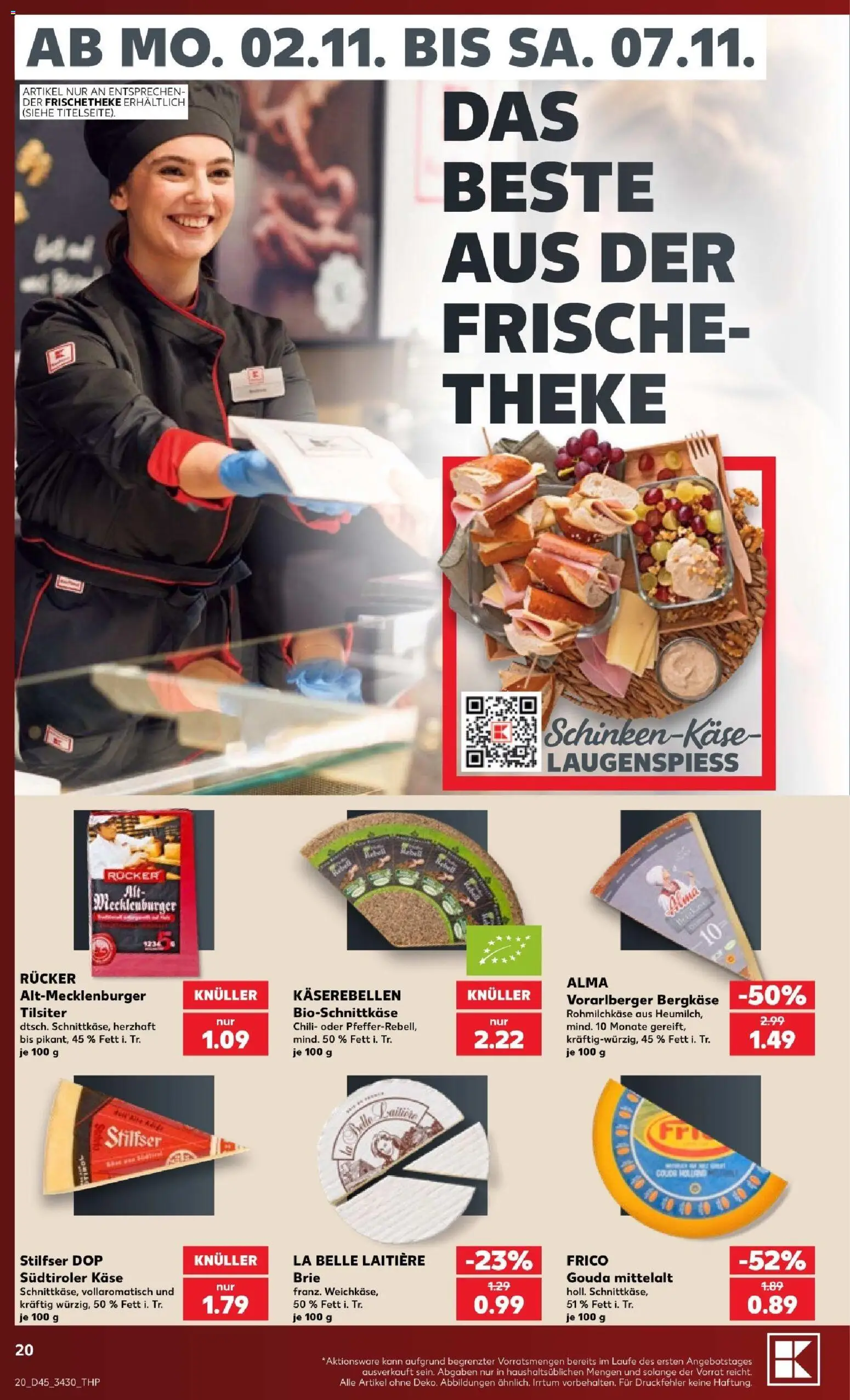 Kaufland Prospekt – gültig ab 02.11.2026 | Seite: 20 | Produkte: Käse, Theke, Gouda, Chili