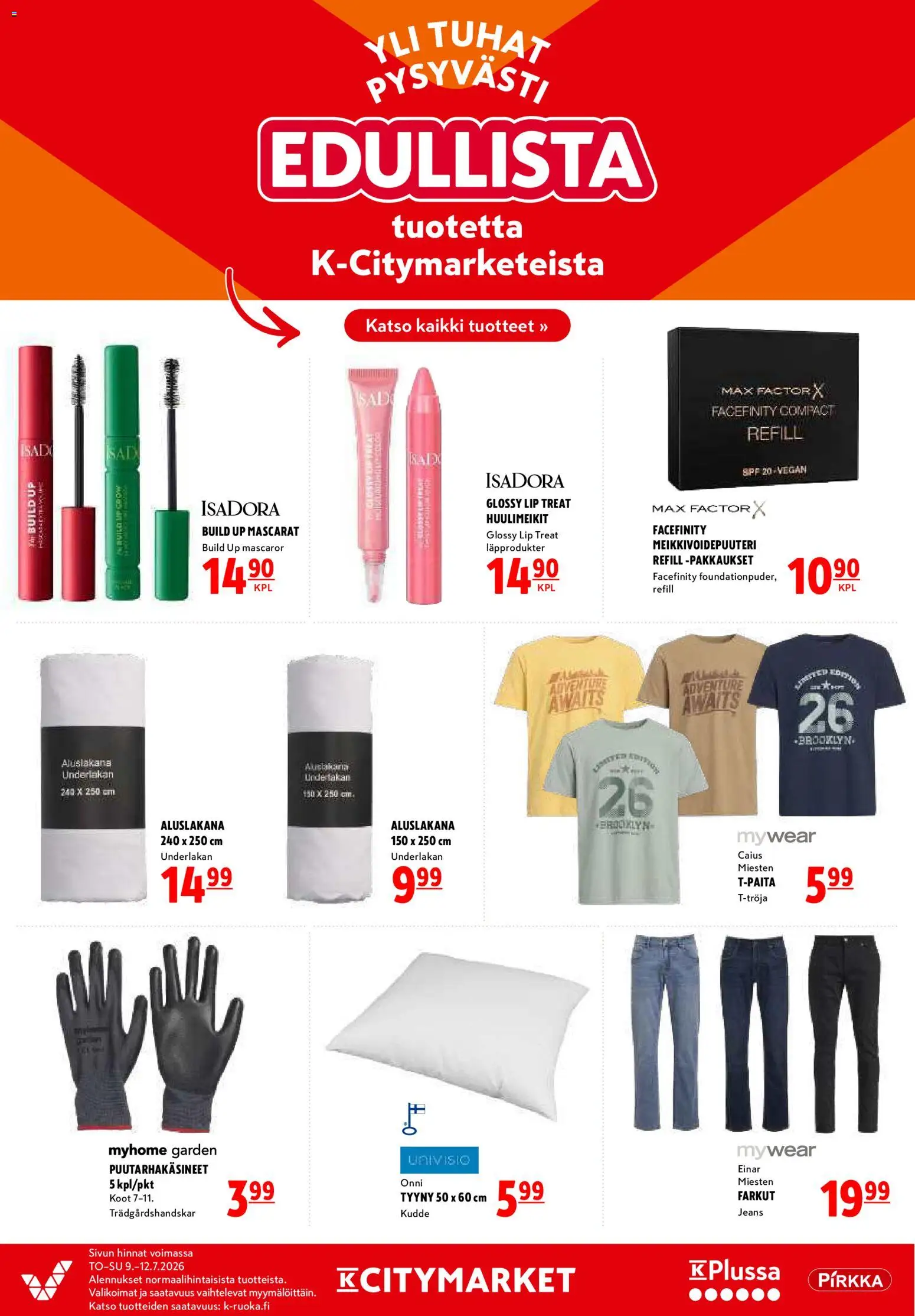 K-Citymarket tarjoukset – voimassa 09/07/2026 alkaen | Sivu: 18 | Tuotteet: Aluslakana, Farkut