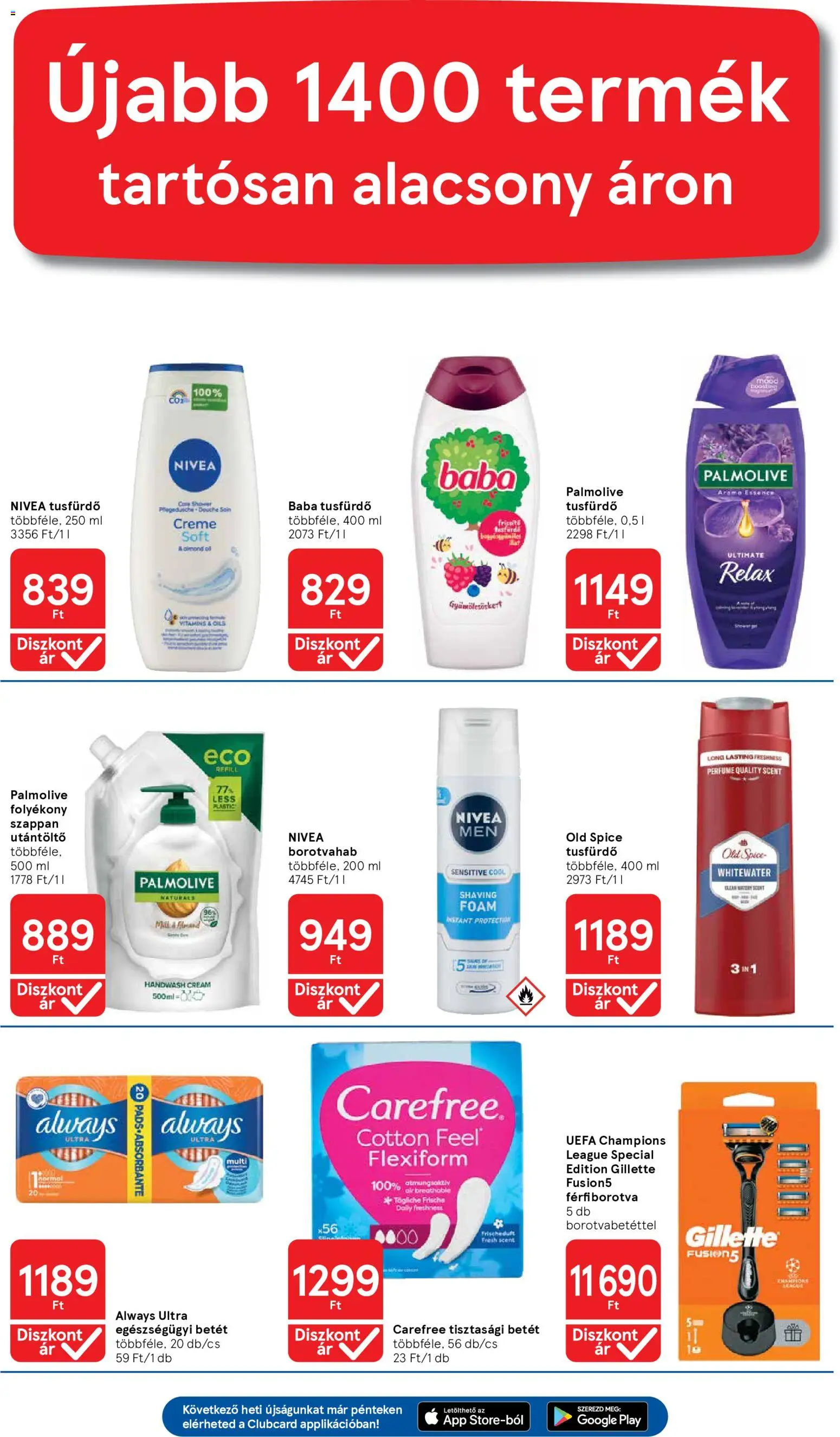 Tesco akciós ujság - amely érvényes a következő dátumtól: 2026.07.30. | Oldal: 9 | Termékek: Tisztasági betét, Borotvahab, Szappan, Tusfürdő