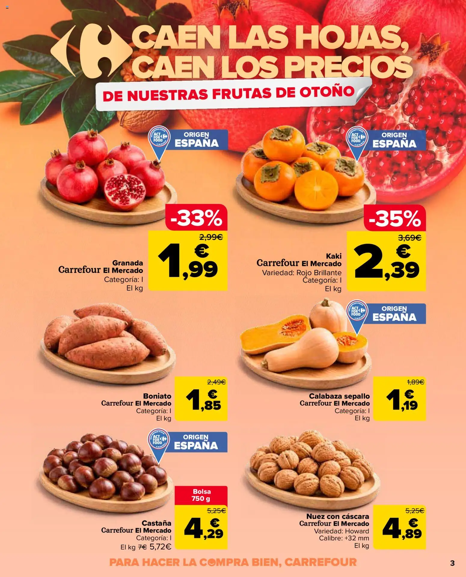 Carrefour Market folleto │ válido desde el 27/10/2026 | Página: 3 | Productos: Calabaza, Boniato, Bolsa, Granada