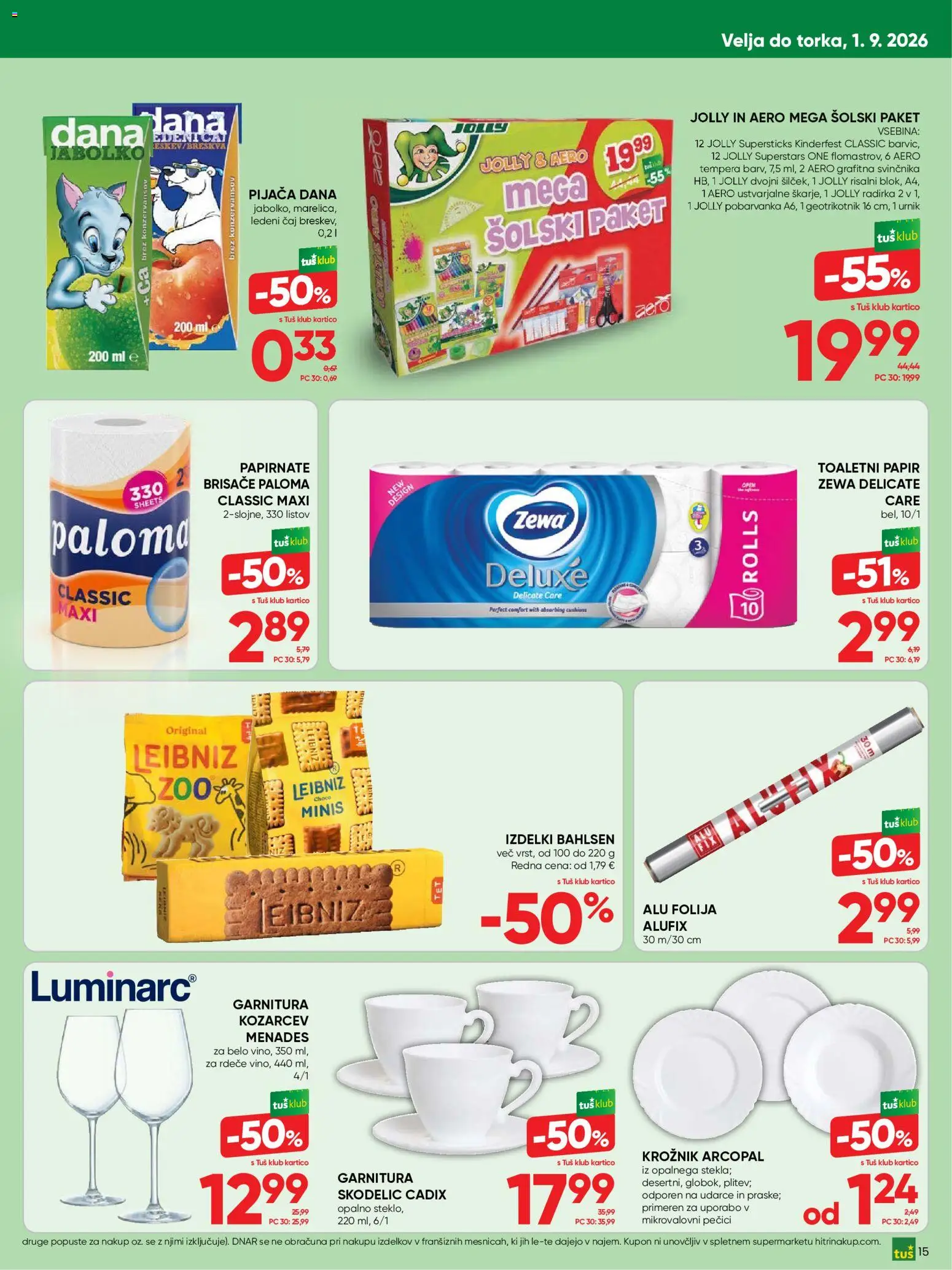 Novi Tuš katalog ponudbe – veljaven od 19.08.2026 | Stran: 15 | Izdelki: Toaletni papir, Ledeni čaj, Caj, Folija