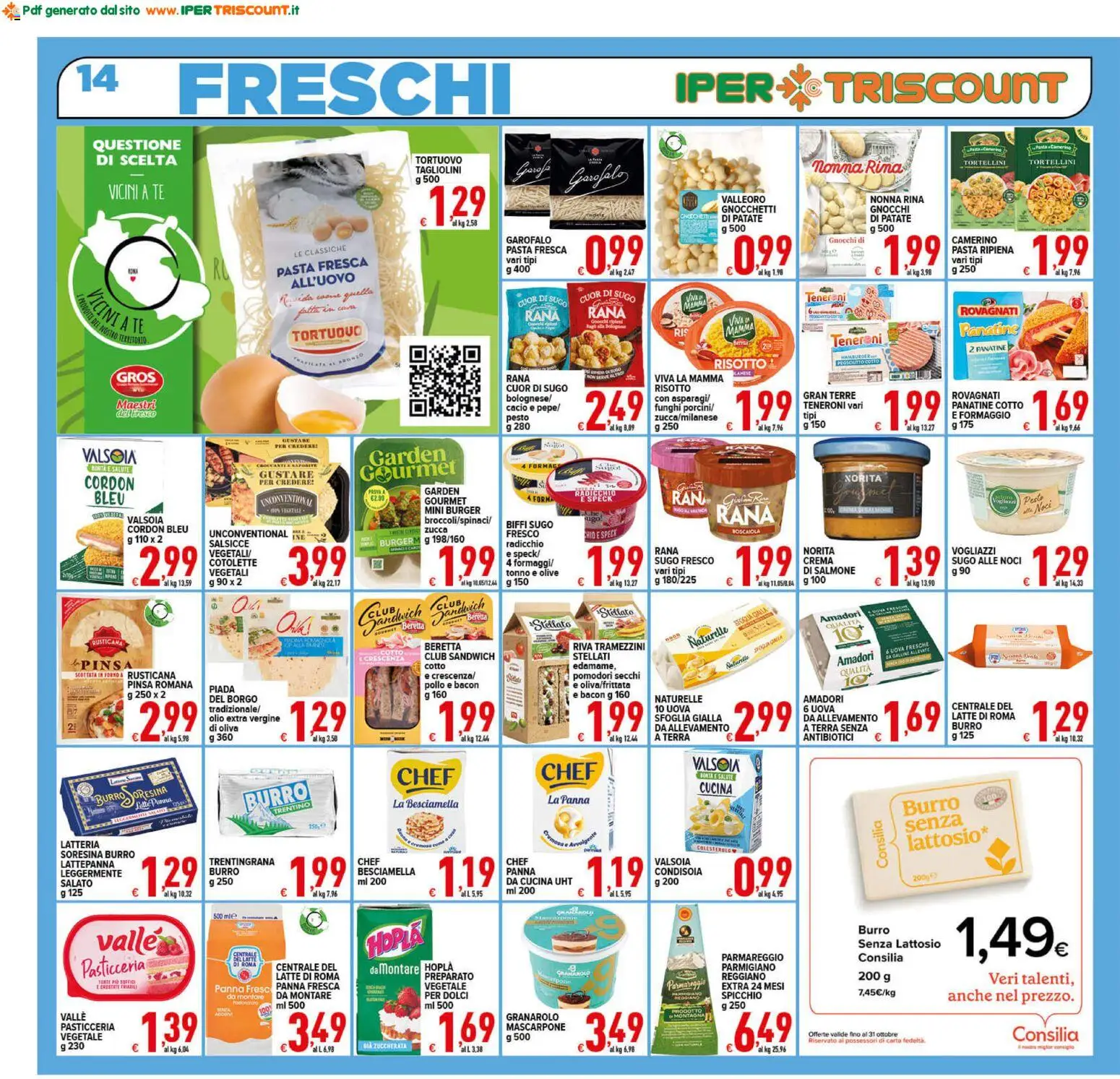 Volantino Ipertriscount del 02/10/2026 | Pagina: 14 | Prodotti: Pomodori, Parmigiano, Salsicce, Terra