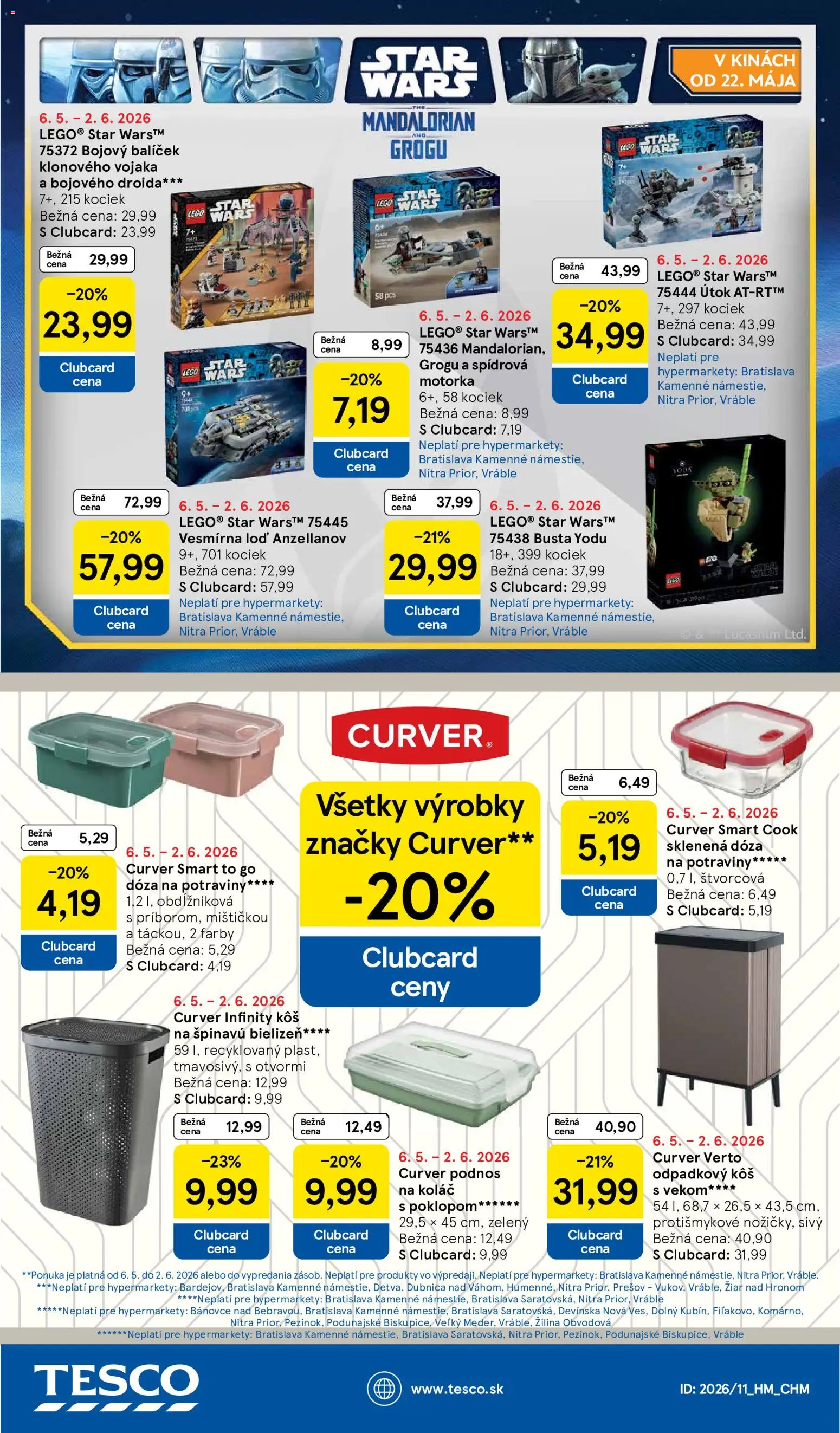 Nové Tesco akcie – leták je platný od 13.05.2026 | Strana: 51 | Produkty: Kôš, Koláč, LEGO
