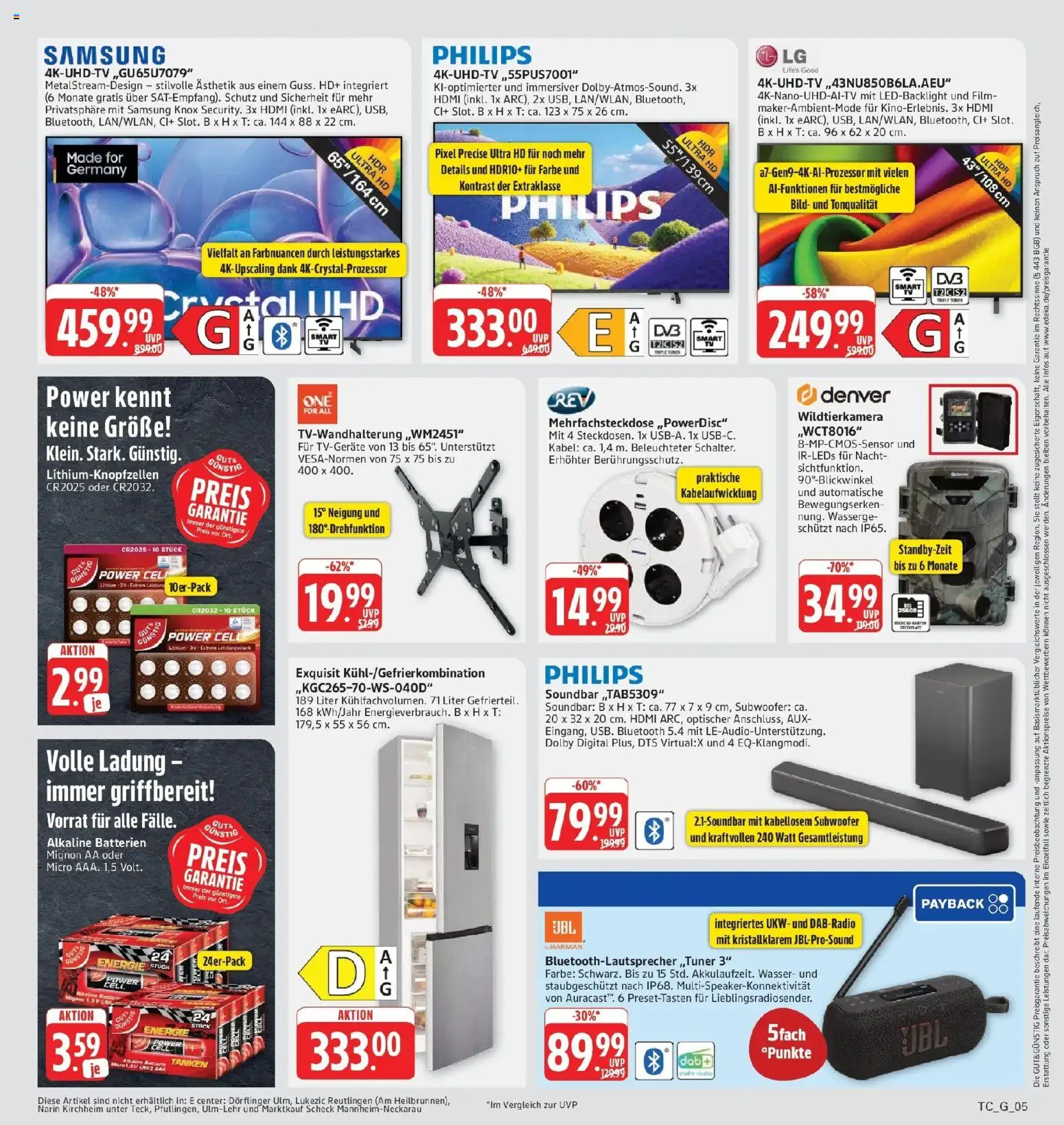Edeka Prospekt Eislingen (ab 28.09.2026) » Angebote Online | Seite: 33 | Produkte: Philips, Batterien, Wasser, Soundbar