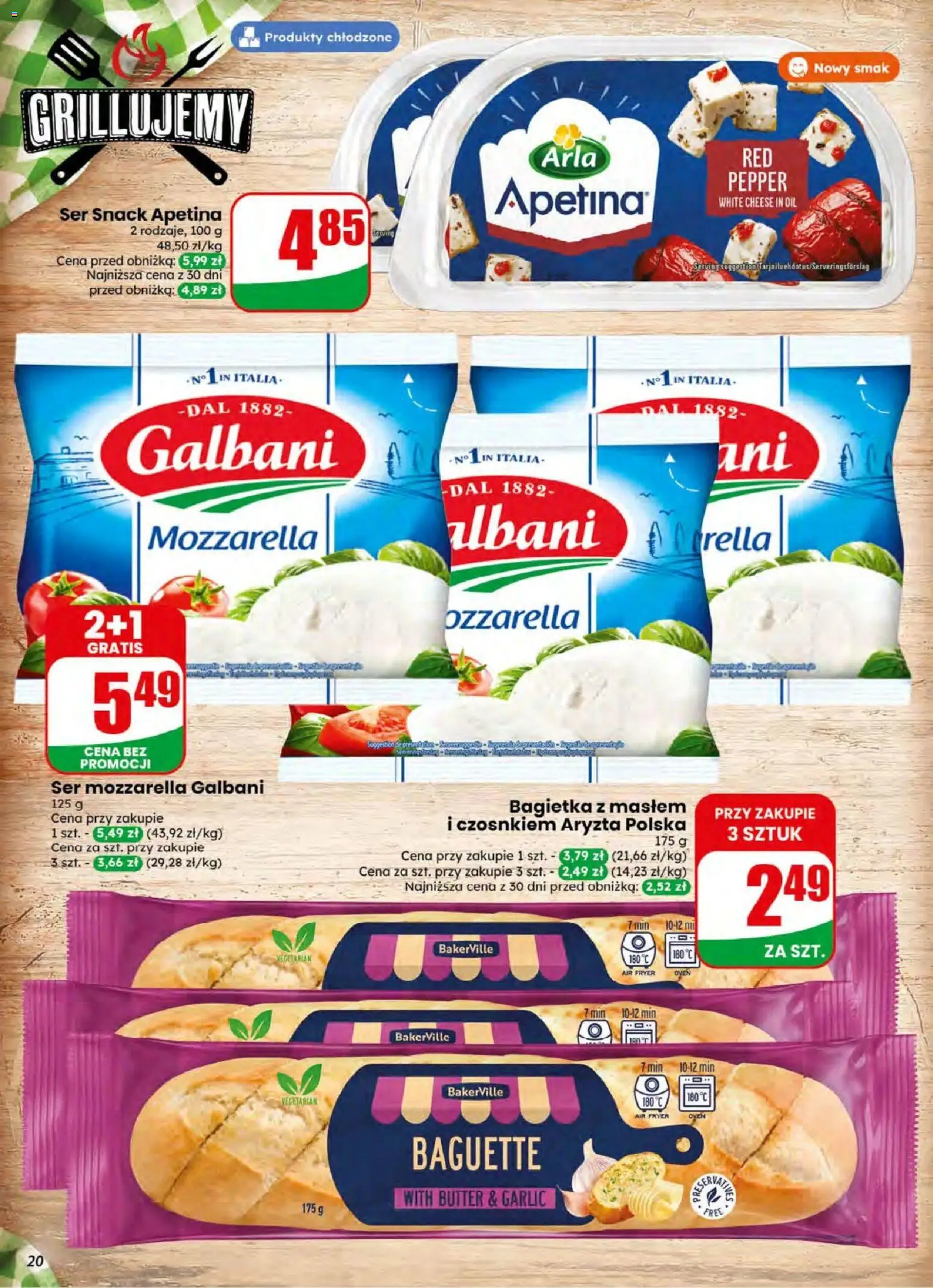 Dino gazetka od 08.07.2026 | Strona: 20 | Produkty: Bagietka, Ser, Mozzarella