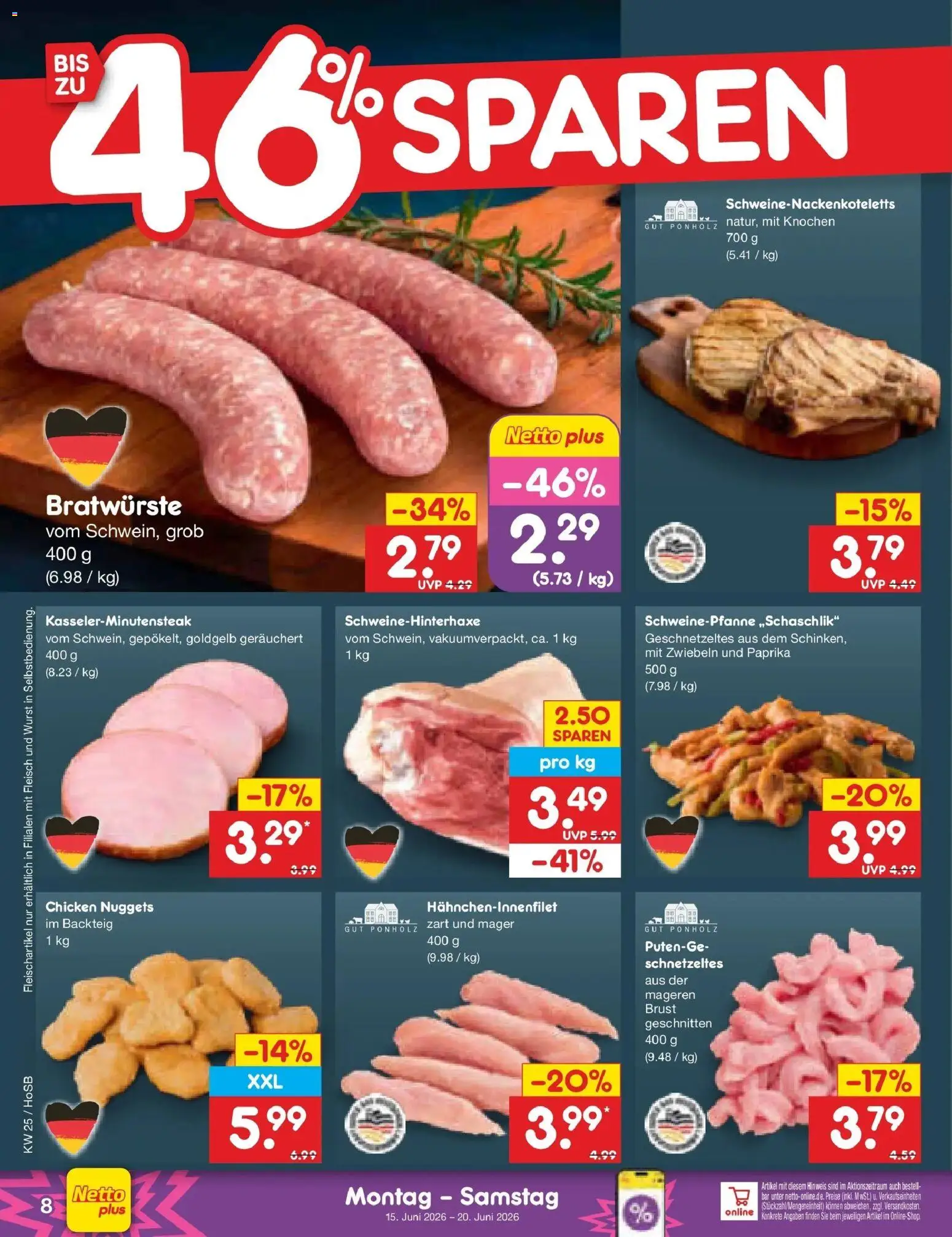 Netto Marken-Discount Prospekt Hannover – gültig ab 15.06.2026 | Seite: 10 | Produkte: Zwiebeln, Paprika, Wurst, Fleisch
