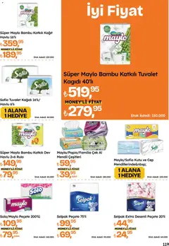 14.05.2026 tarihinden itibaren geçerli olan Migros kataloğu önizlemesi | Sayfa: 119 | Ürünler: Kutu, Tuvalet, Mendil, Tuvalet kağıdı