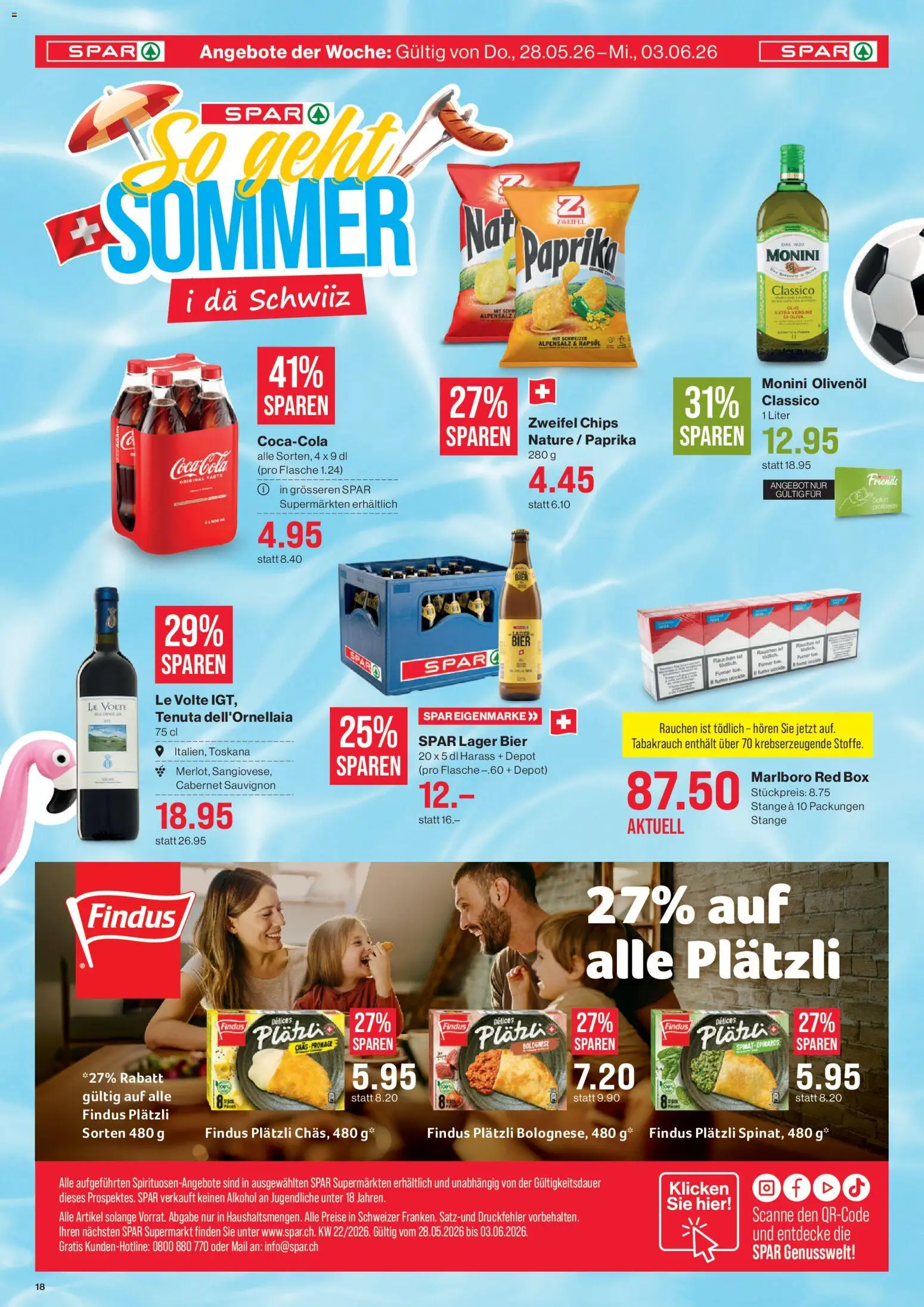 SPAR - SPAR Handels AG – gültig ab 28.05.2026 | Seite: 18 | Produkte: Box, Rapsöl, Bier, Chips
