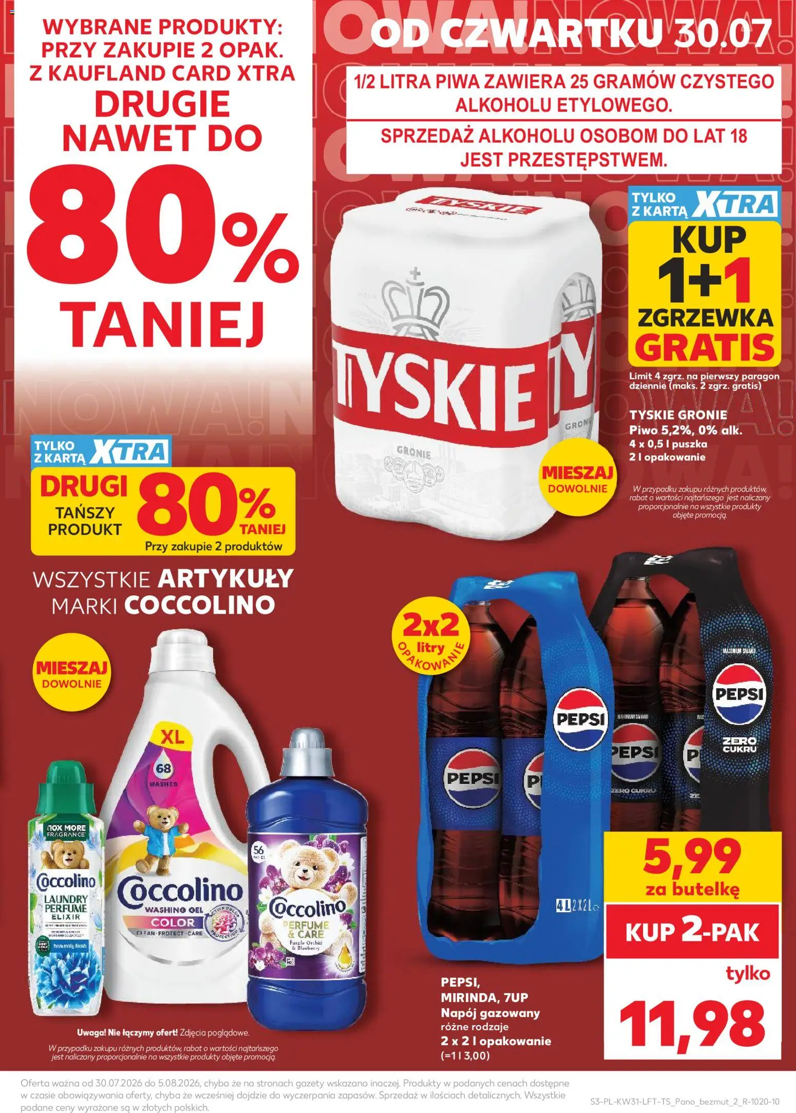 Kaufland gazetka od 30.07.2026 | Strona: 3 | Produkty: Coccolino, Gazety, Tyskie, Piwo