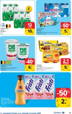 Halvolle melk in fles, Halvolle melk in fles Carrefour 6 x 1 L - Voorbeeld van een folder van Carrefour, geldig van 21/10/2026 | Pagina: 11