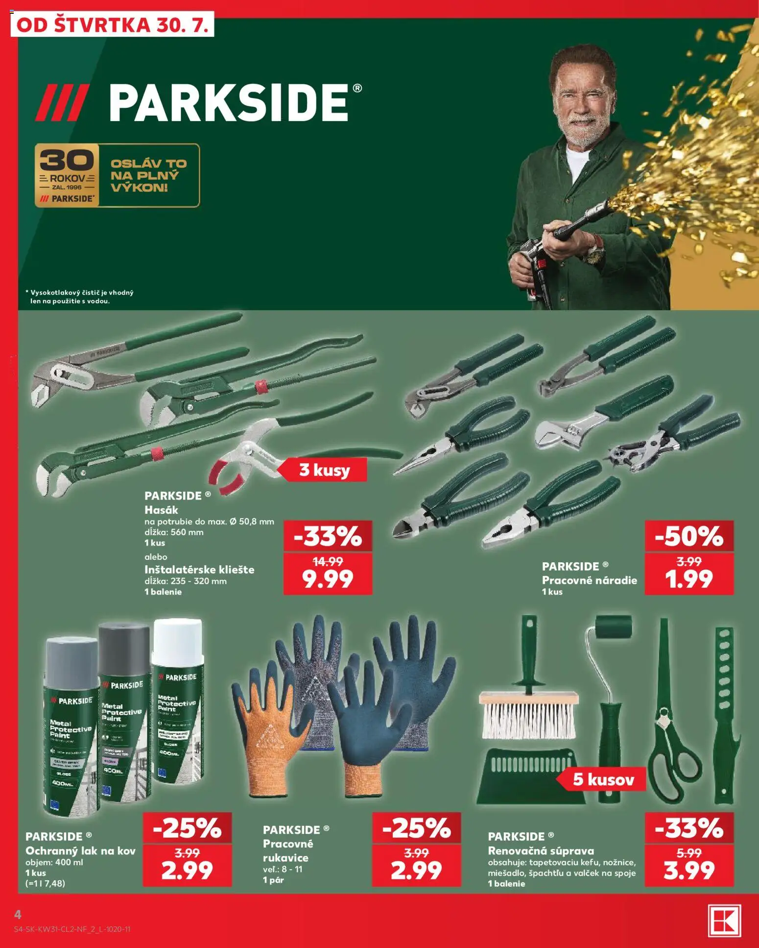 Kaufland SK akciós ujság - amely érvényes a következő dátumtól: 2026.07.30. | Oldal: 4 | Termékek: Parkside