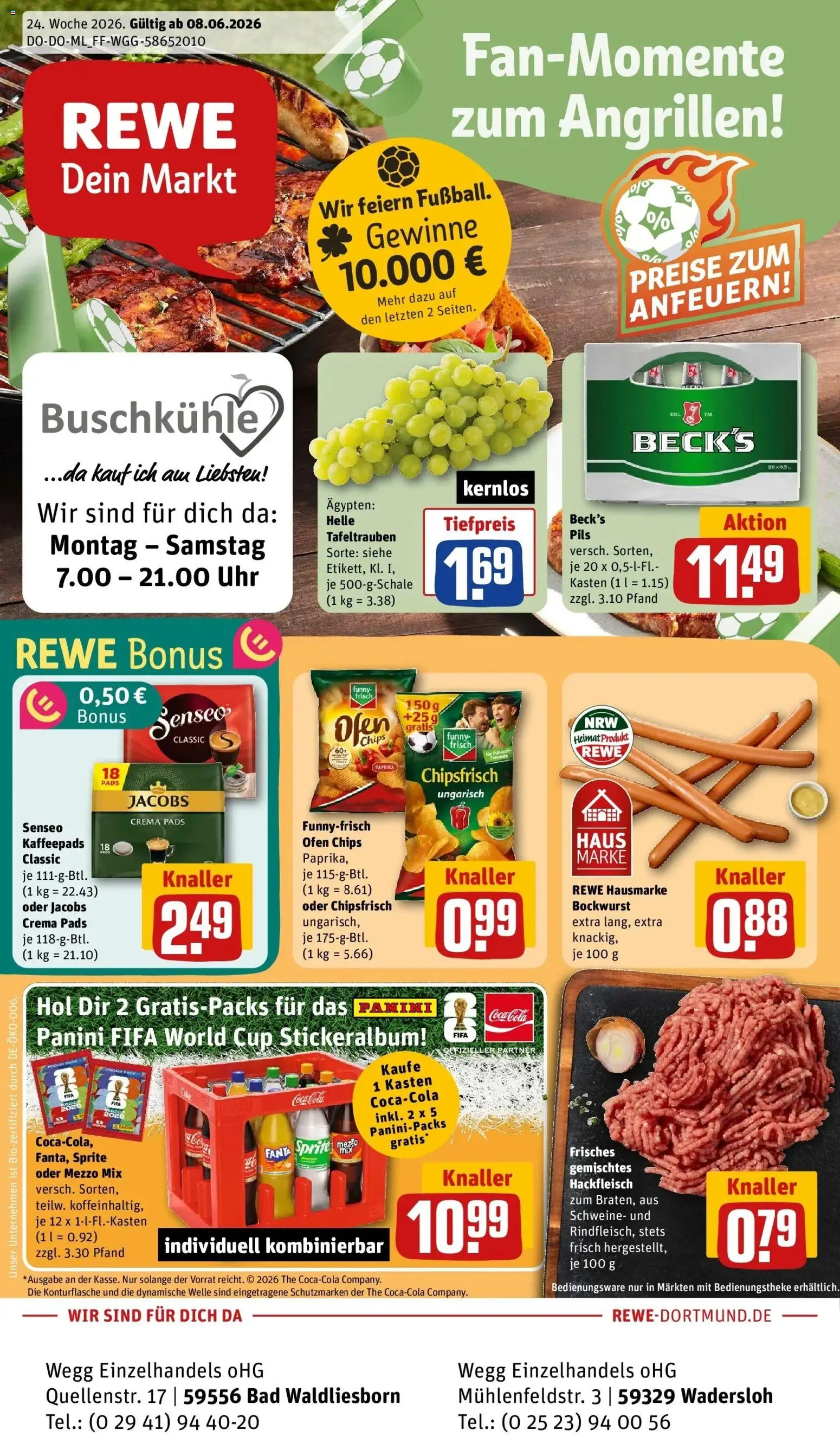 Rewe Prospekt Lippstadt / Bad Waldliesborn – gültig ab 08.06.2026 | Seite: 1 | Produkte: Ofen, Pils, Paprika, Hackfleisch
