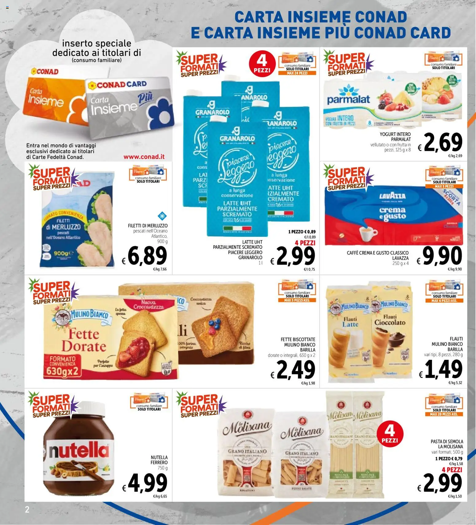 Volantino Spazio Conad del 20/10/2026 | Pagina: 2 | Prodotti: Yogurt, Cioccolato, Pasta, Fette biscottate