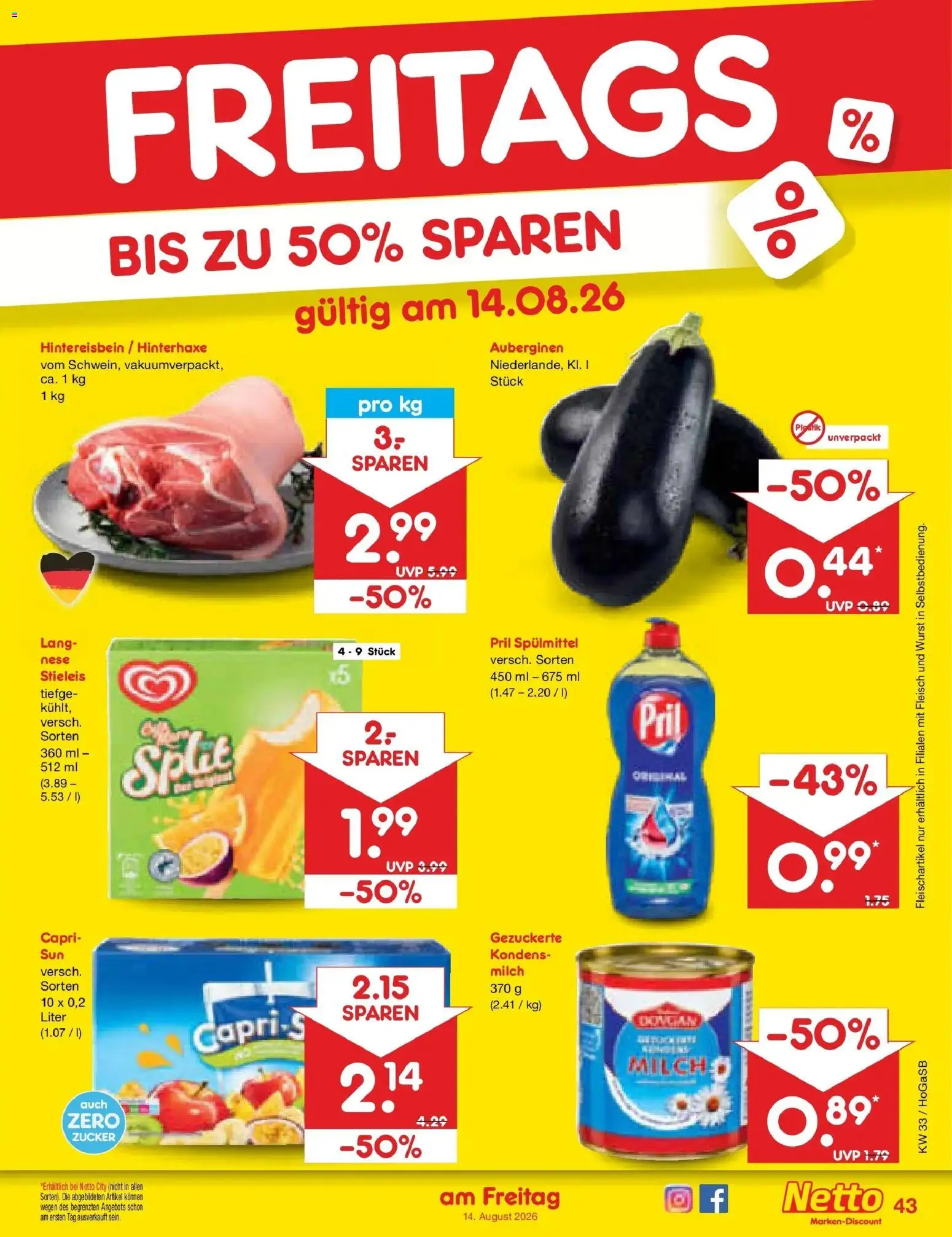 Netto Marken-Discount Prospekt – gültig ab 10.08.2026 | Seite: 59 | Produkte: Milch, Wurst, Pril, Fleisch