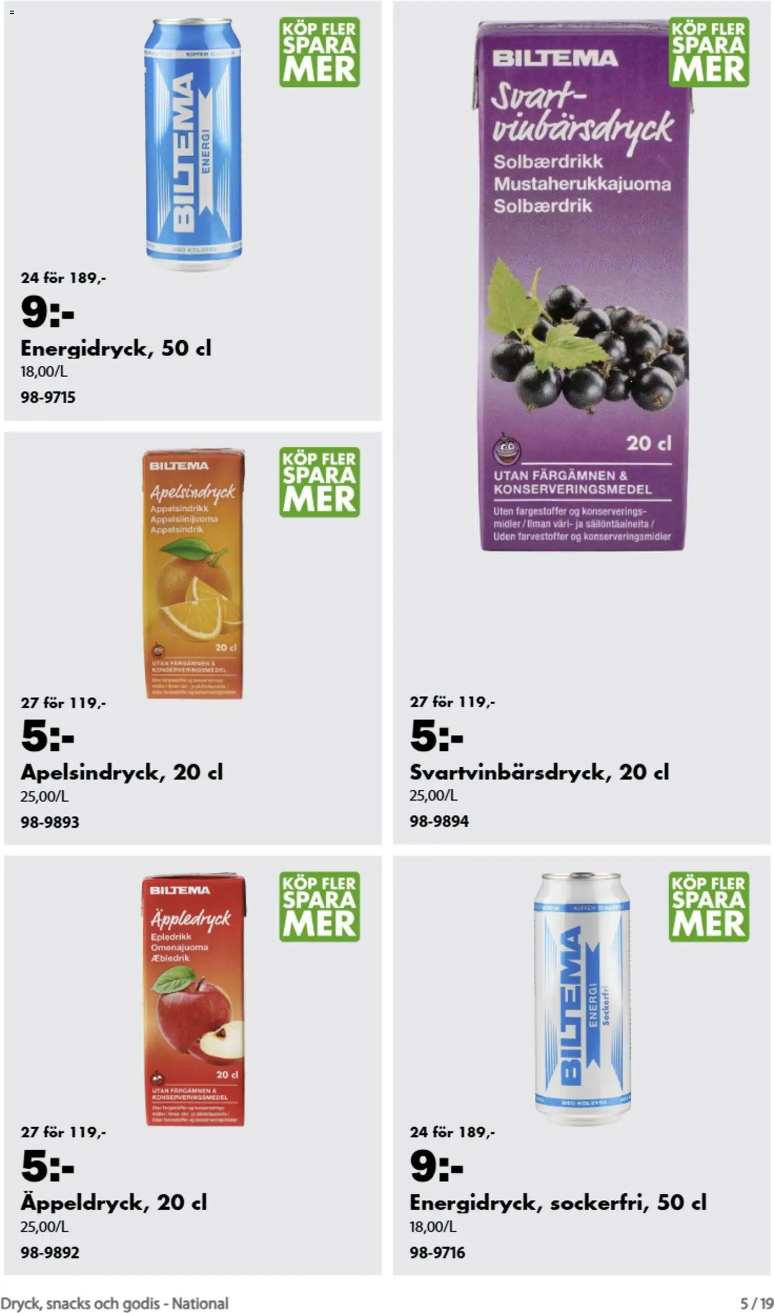 Biltema reklamblad aktuell från 21/08/2026 | Sida: 5 | Produkter: Snacks, Godis