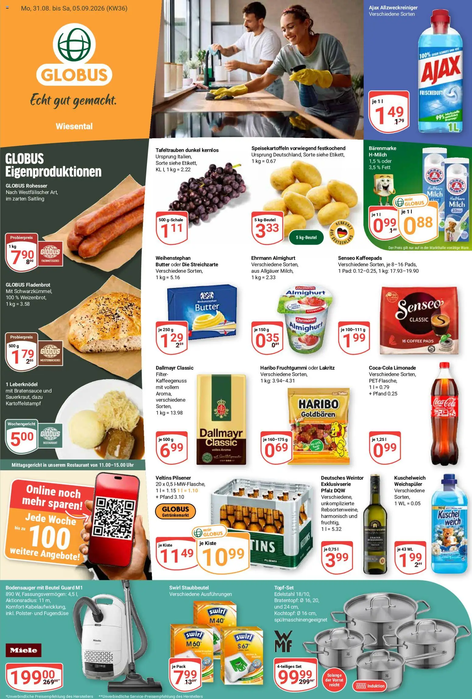 Globus Prospekt Waghäusel-Wiesental – gültig ab 31.08.2026 | Seite: 3 | Produkte: Leberknödel, Milch, Kuschelweich, Weichspüler