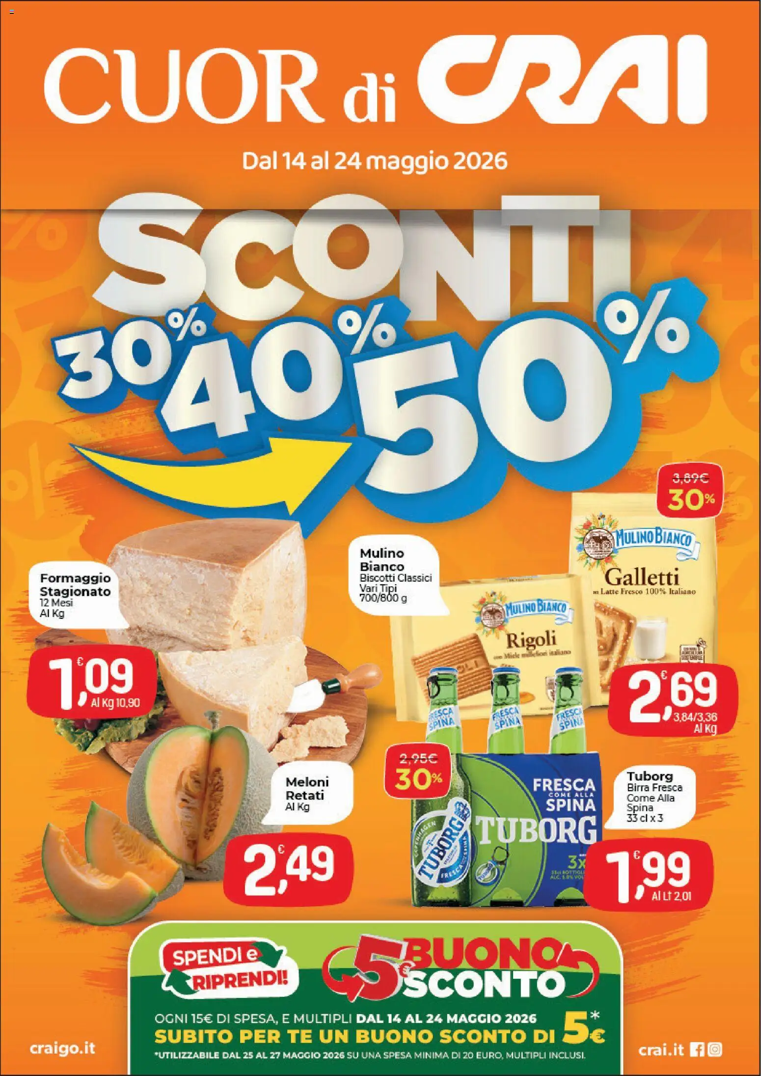Volantino CRAI del 14.05.2026 | Pagina: 1 | Prodotti: Birra, Biscotti, Latte, Miele