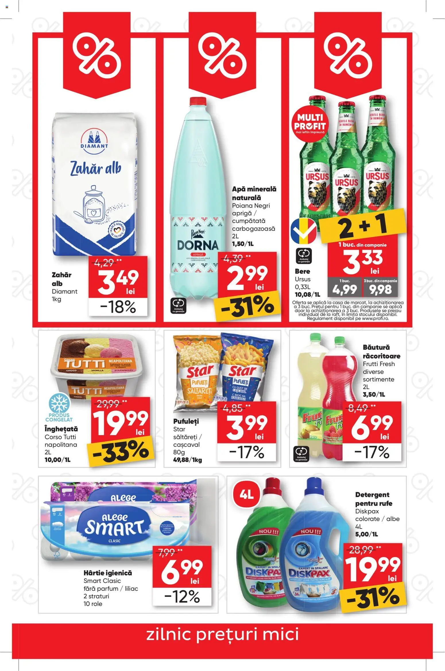 Noul catalog Profi – valabil de la 27.08.2026 | Pagină: 3 | Produse: Apa minerala, Mici, Detergent, Înghețată