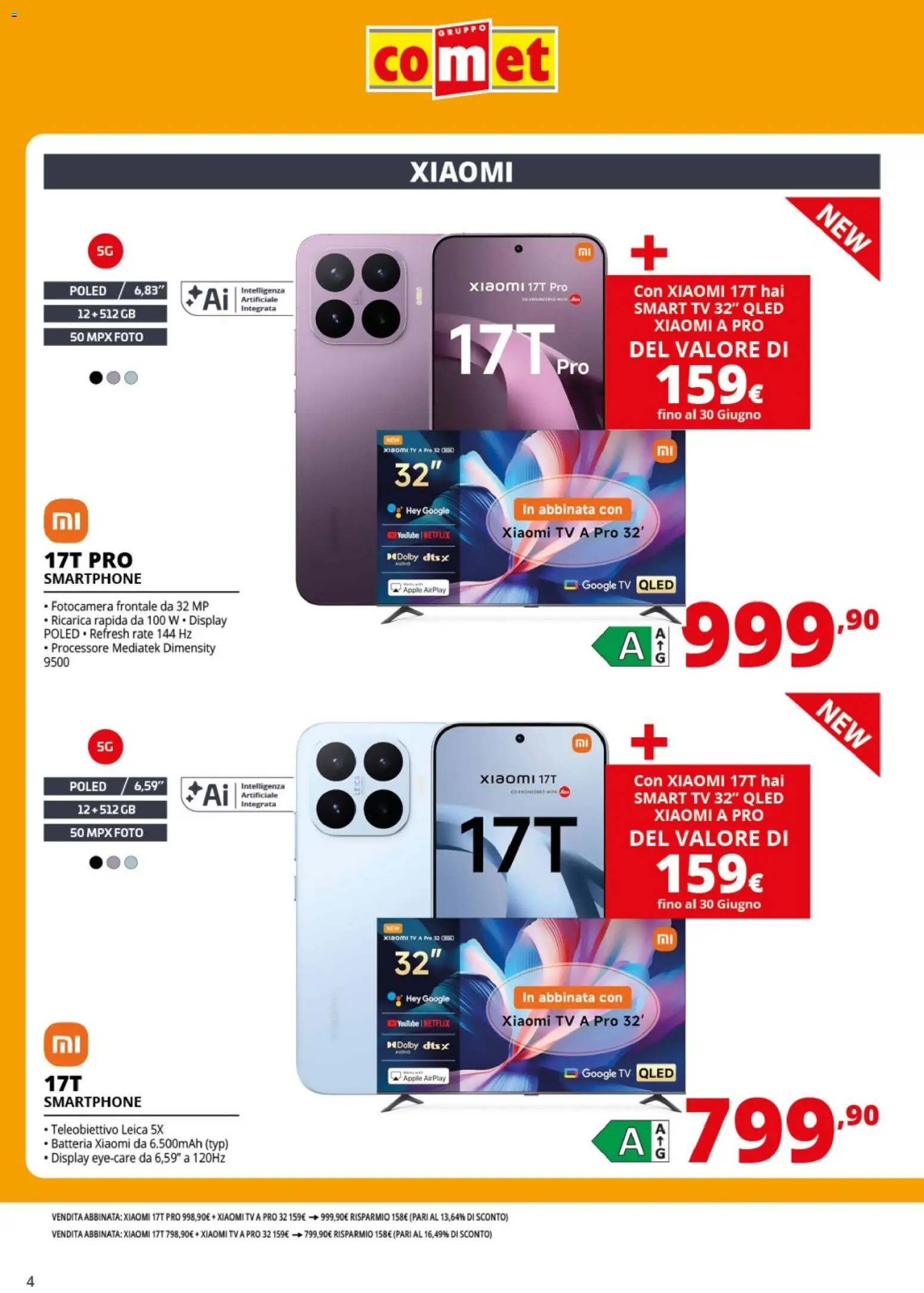 Volantino Comet del 11.06.2026 | Pagina: 4 | Prodotti: Xiaomi, Smartphone, Fotocamera, Batteria