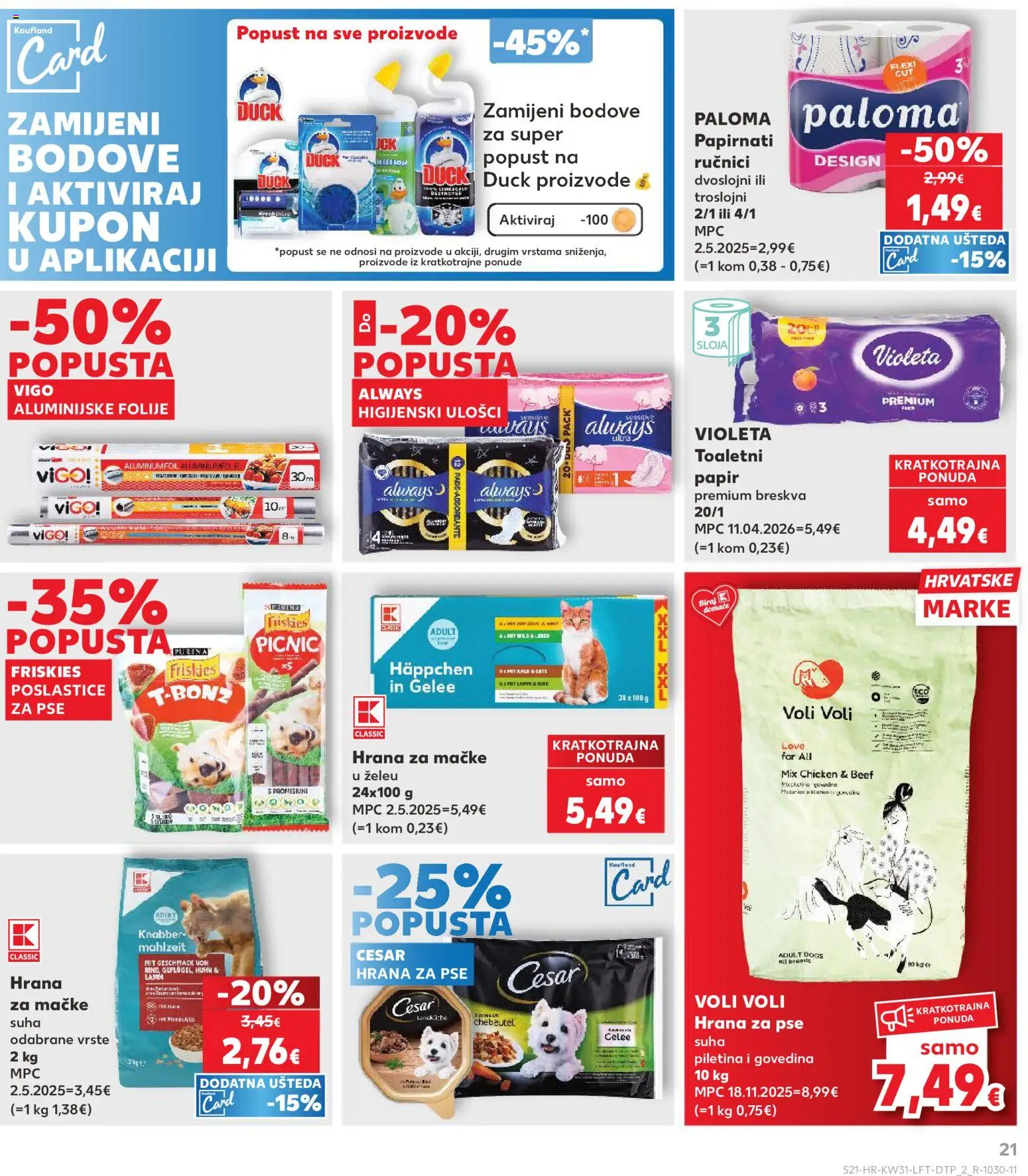 Kaufland katalog | vrijedi od 29.07.2026 | Stranica: 21 | Proizvodi: Hrana za pse, Papirnati ručnici, Hrana za mačke, Breskva