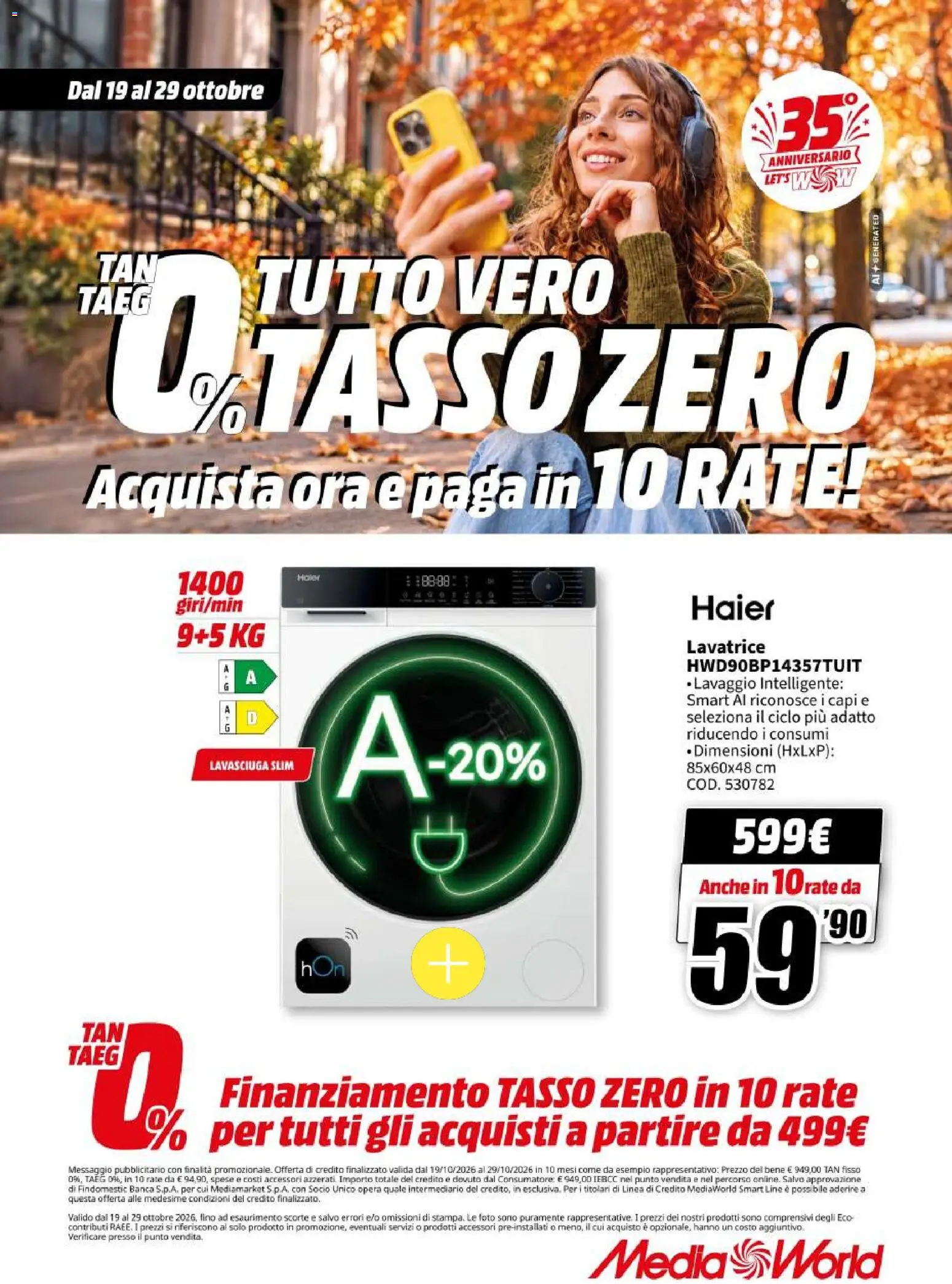 Volantino Media World del 19/10/2026 | Pagina: 59 | Prodotti: Lavasciuga, Lavatrice