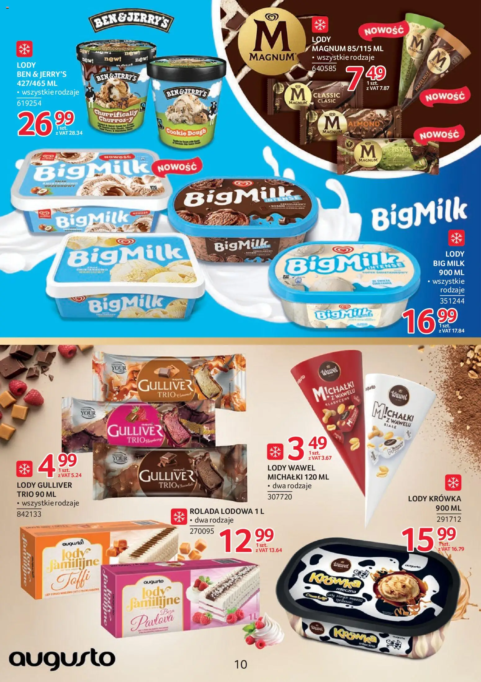 Selgros cash&carry gazetka - Markowe produkty od 16.07.2026 | Strona: 10 | Produkty: Krowka, Rolada lodowa, Big Milk, Lody Magnum