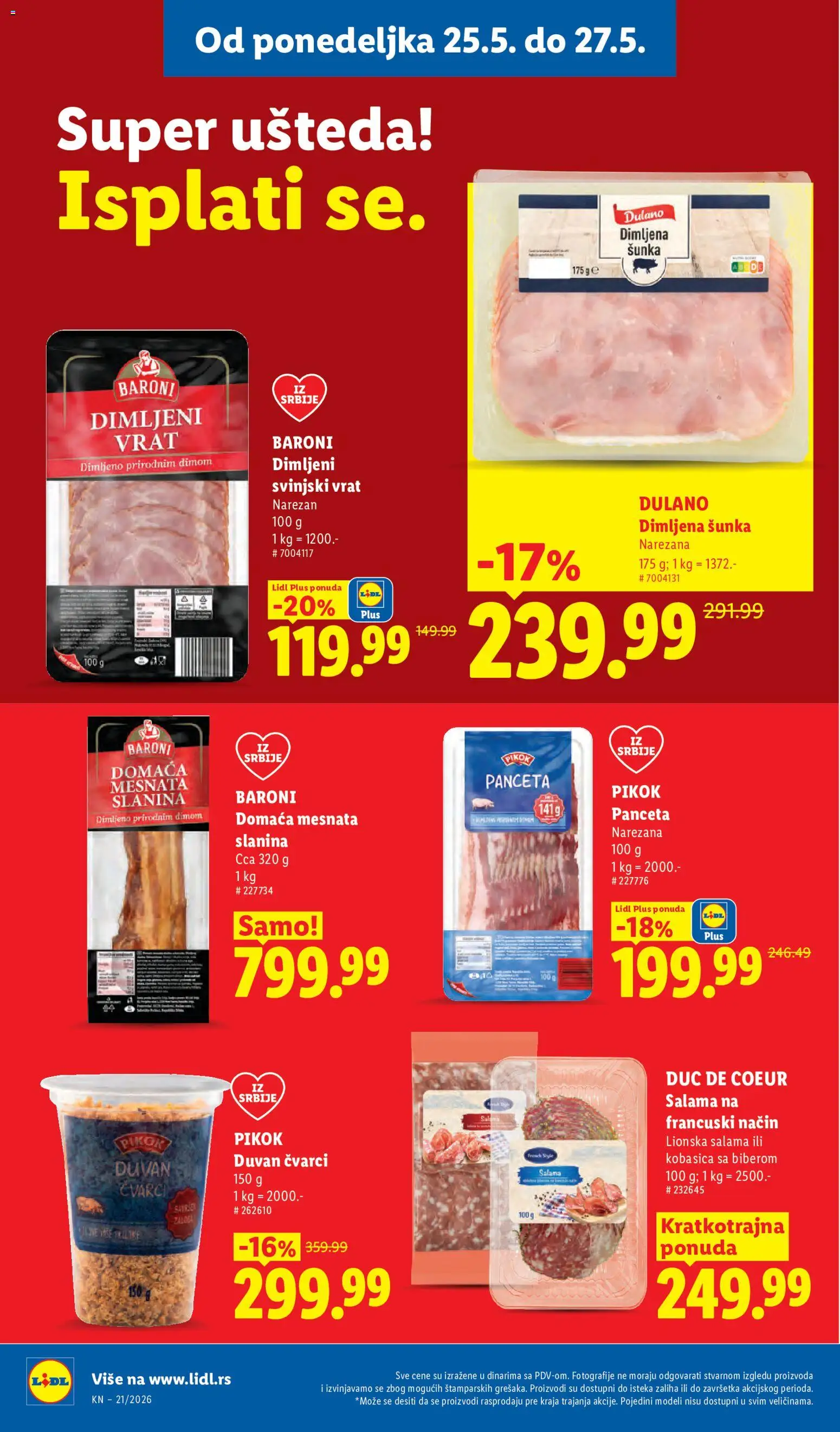 Lidl katalog - važi od 21.05.2026 | Strana: 96 | Proizvode: Dimljena šunka, Čvarci, Šunka, Dimljeni vrat