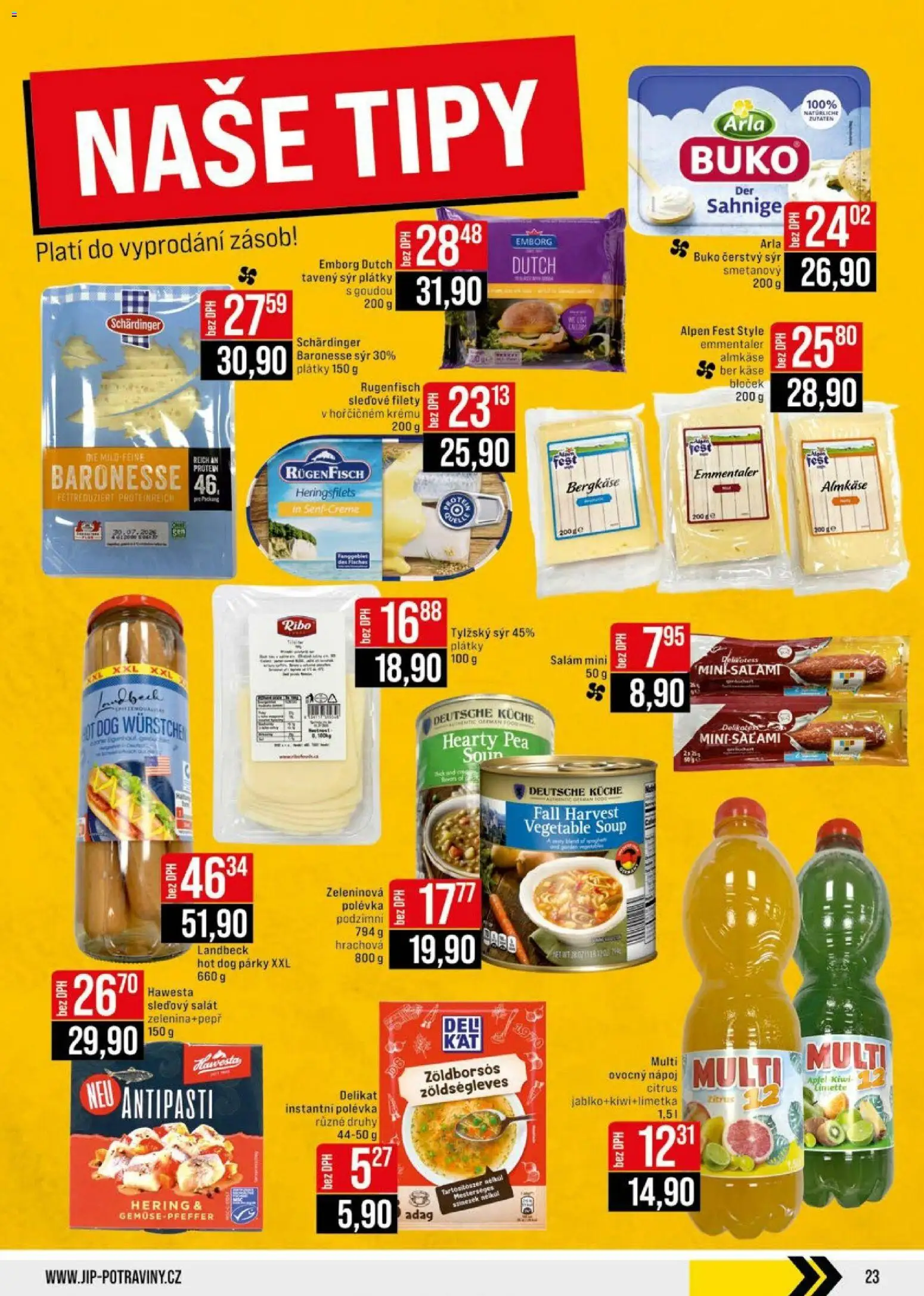 Jip leták - Cash & Carry od 08.07.2026 | Strana: 23 | Produkty: Tavený sýr, Test, Kaše, Čerstvý sýr