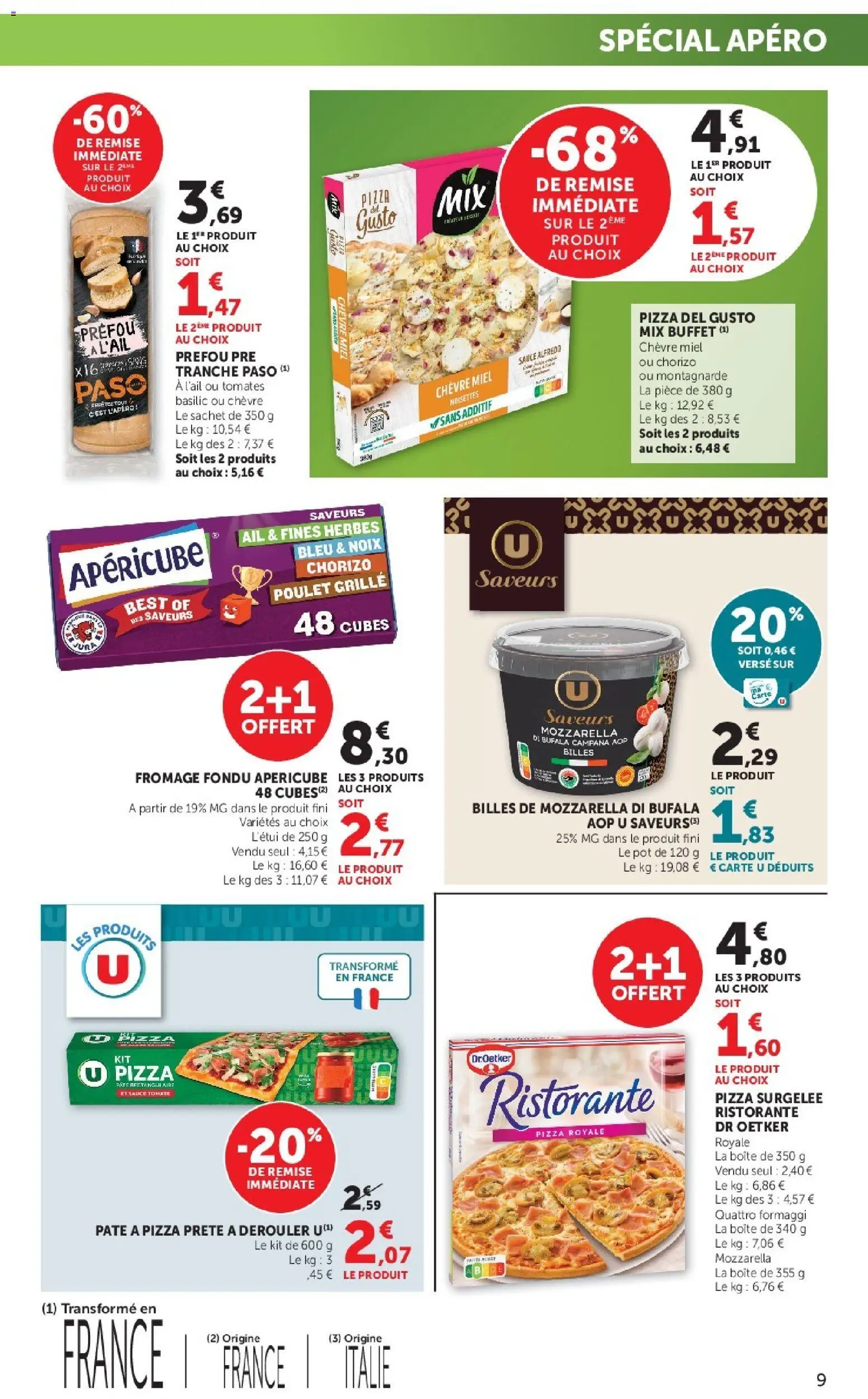 {H1} | Page: 9 | Produits: Pâte à pizza, Buffet, Fromage, Noix