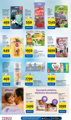 Tesco aktuális akciós újság - amely érvényes a következő dátumtól: 14.05.2026 | Oldal: 28 | Termékek: Pampers, Kutyaeledel, Protein, Riasztó